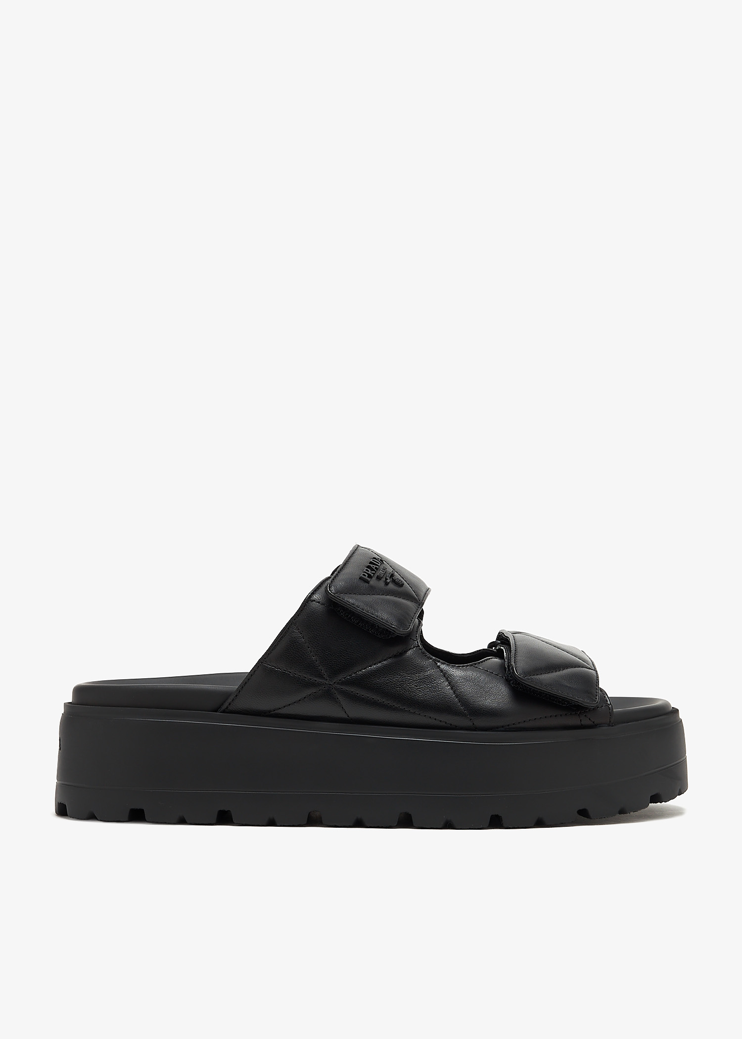 

Padded nappa leather slides, Black