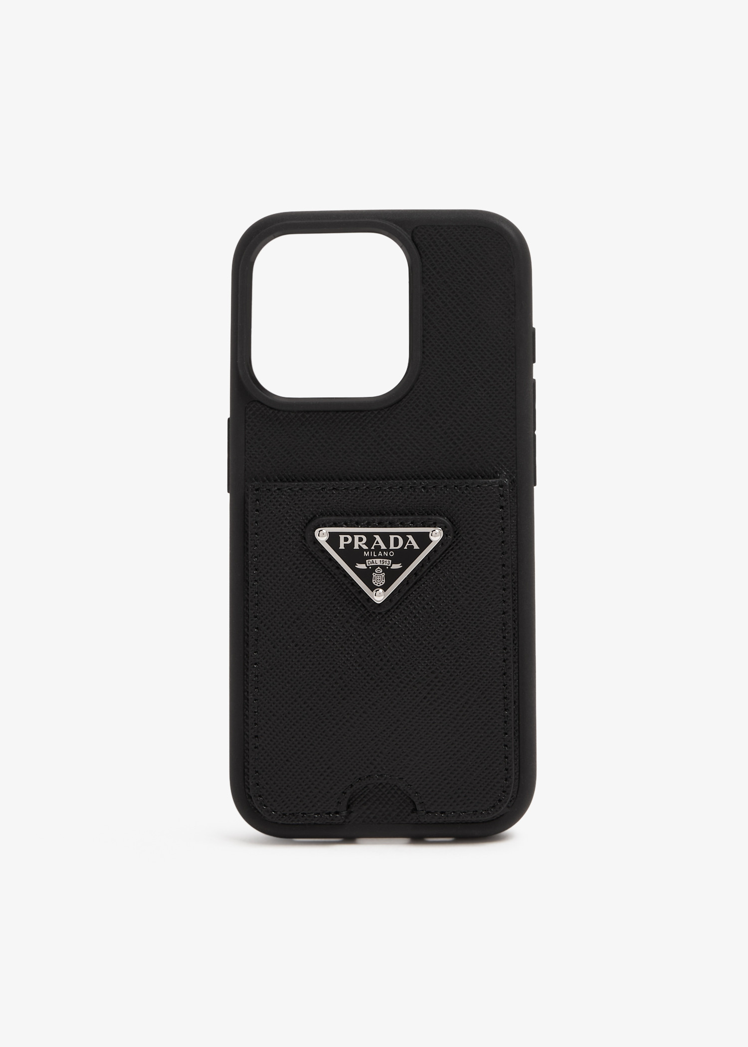 

iPhone 15 Pro saffiano leather cover, Black