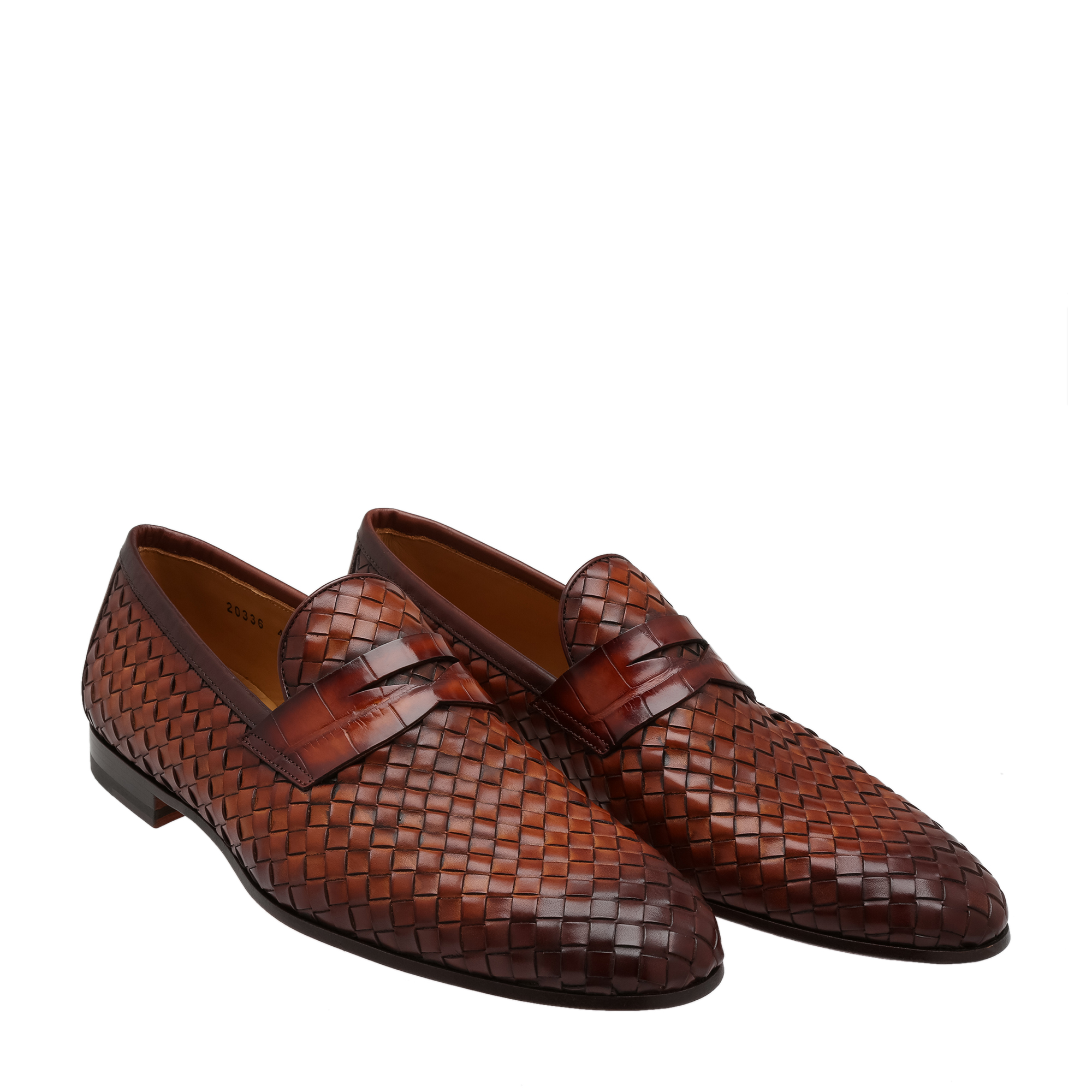 

Woven leather loafers, Brown