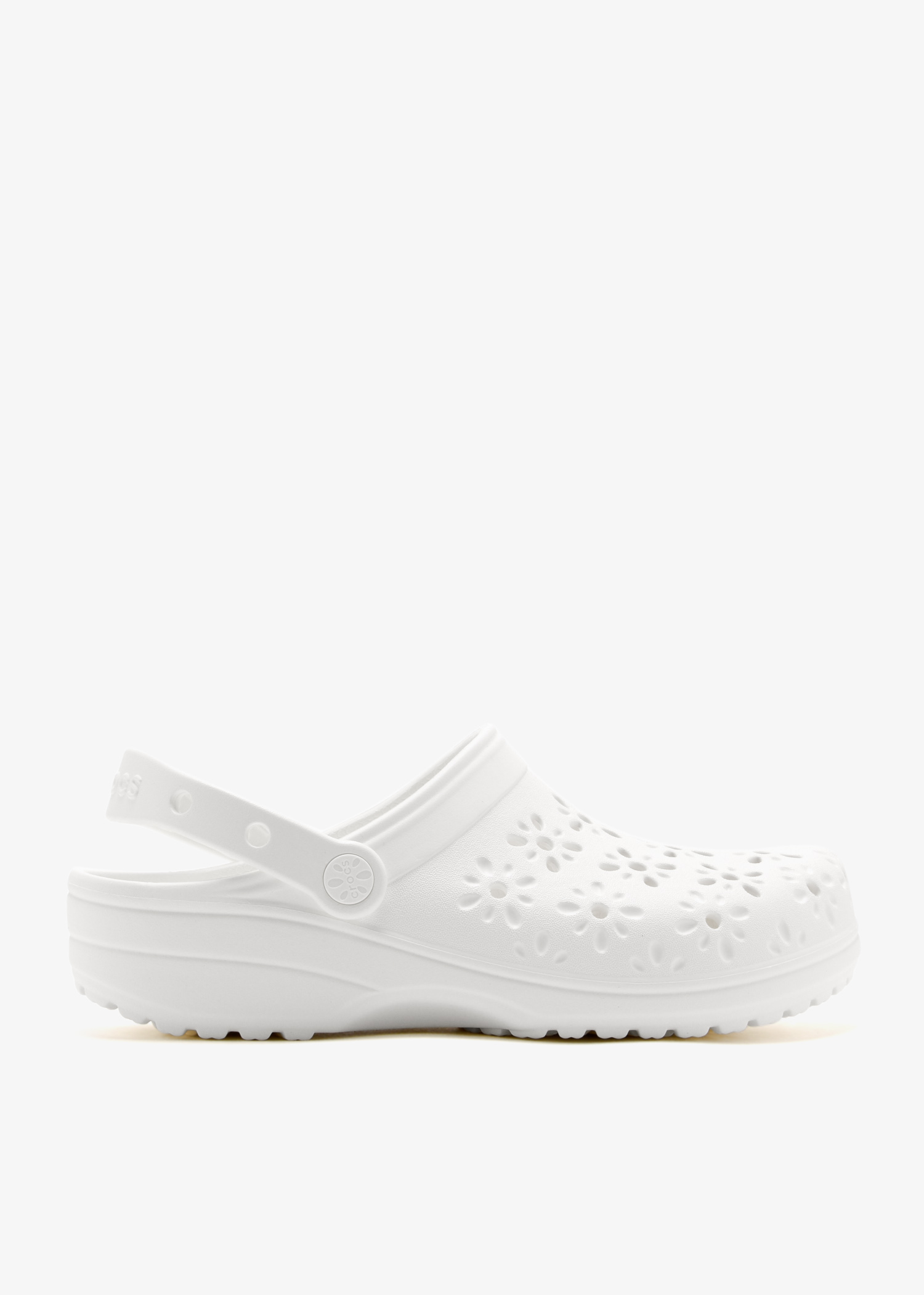 

Floral cut-out clogs, White