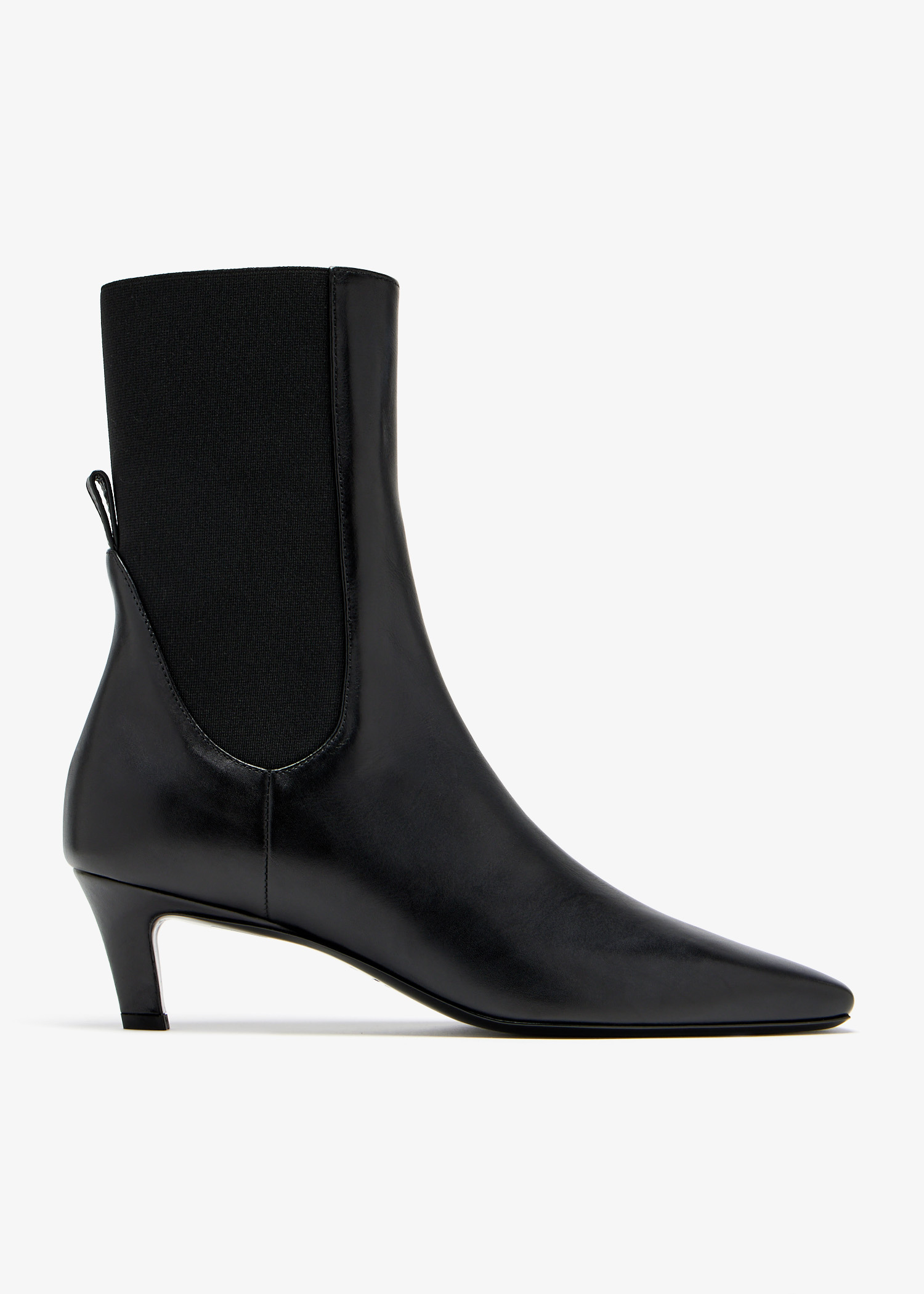 

Leather mid-heel boots, Black