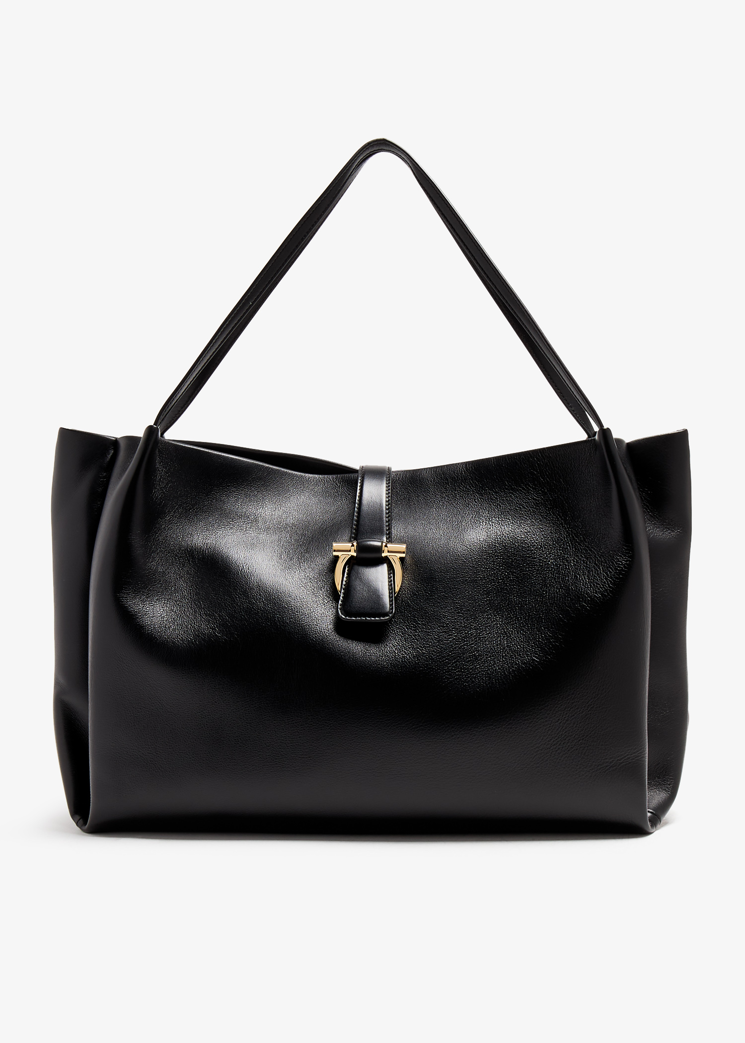 

Medium flap tote bag, Black