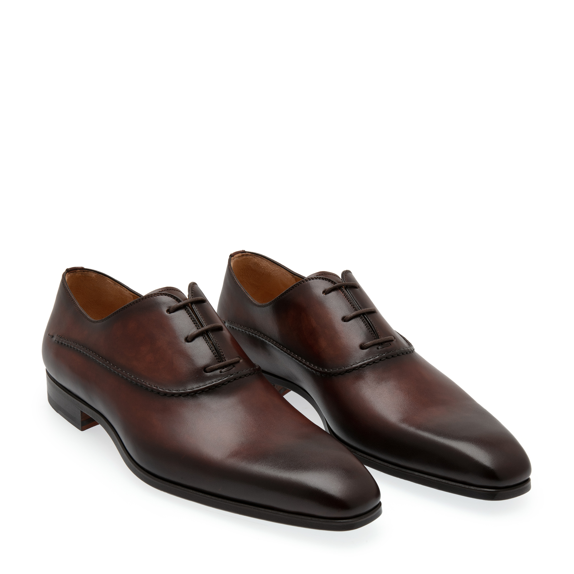 

Leather oxford lace-up shoes, Brown