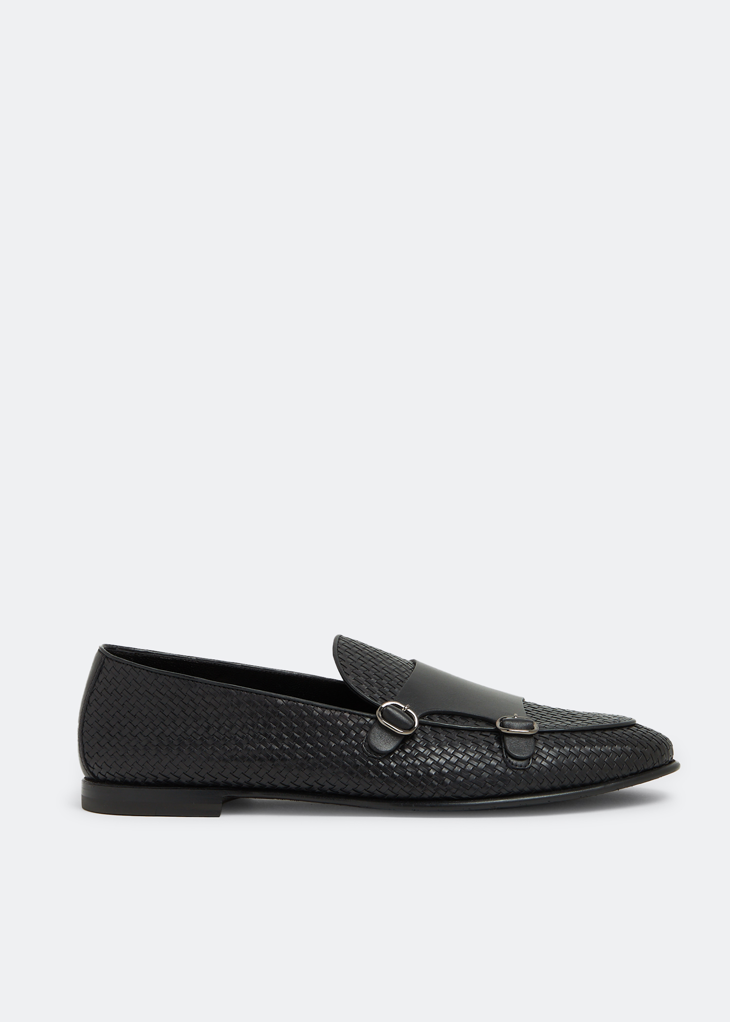

Leather monk-strap shoes, Black