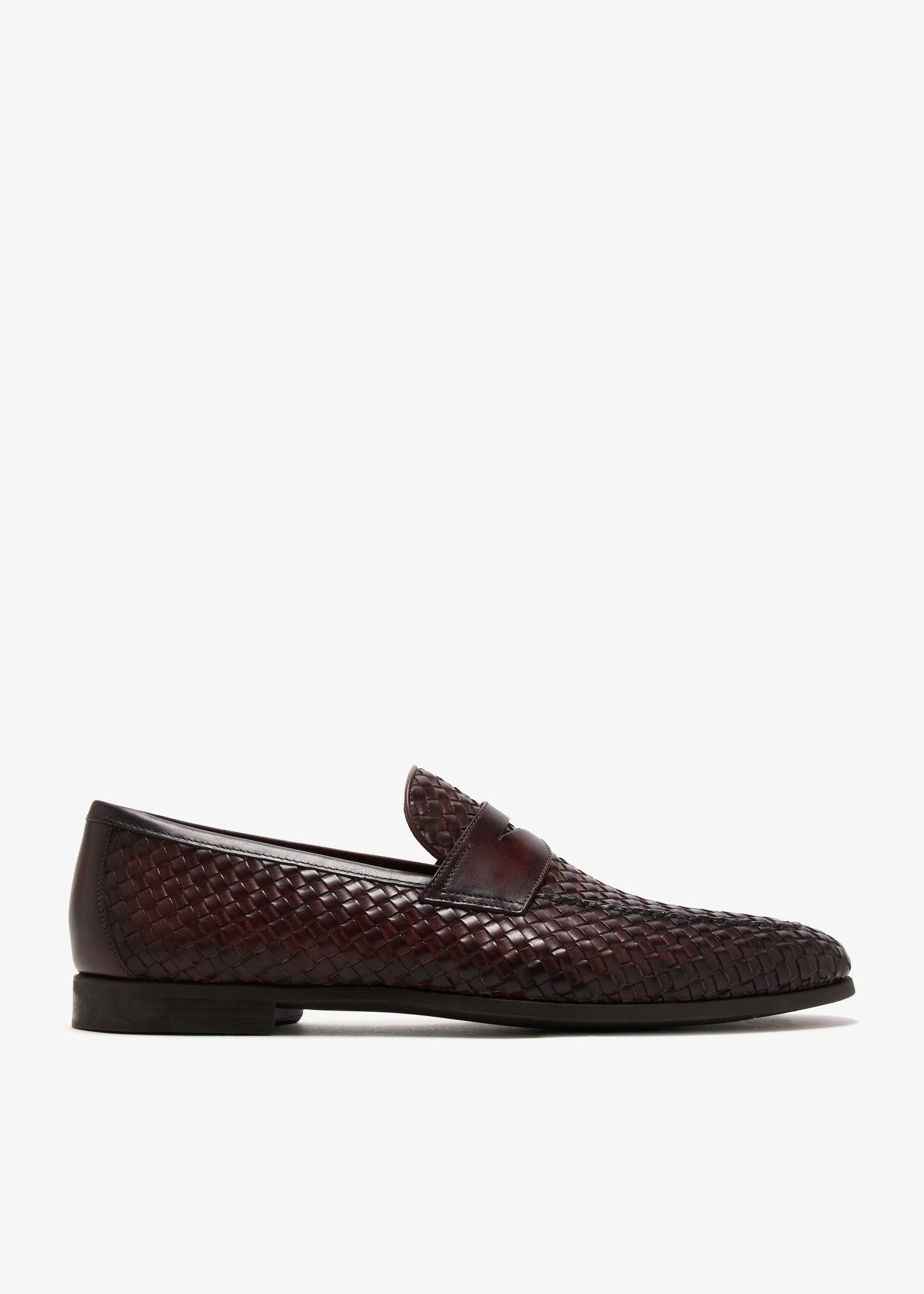 

Woven leather loafers, Brown