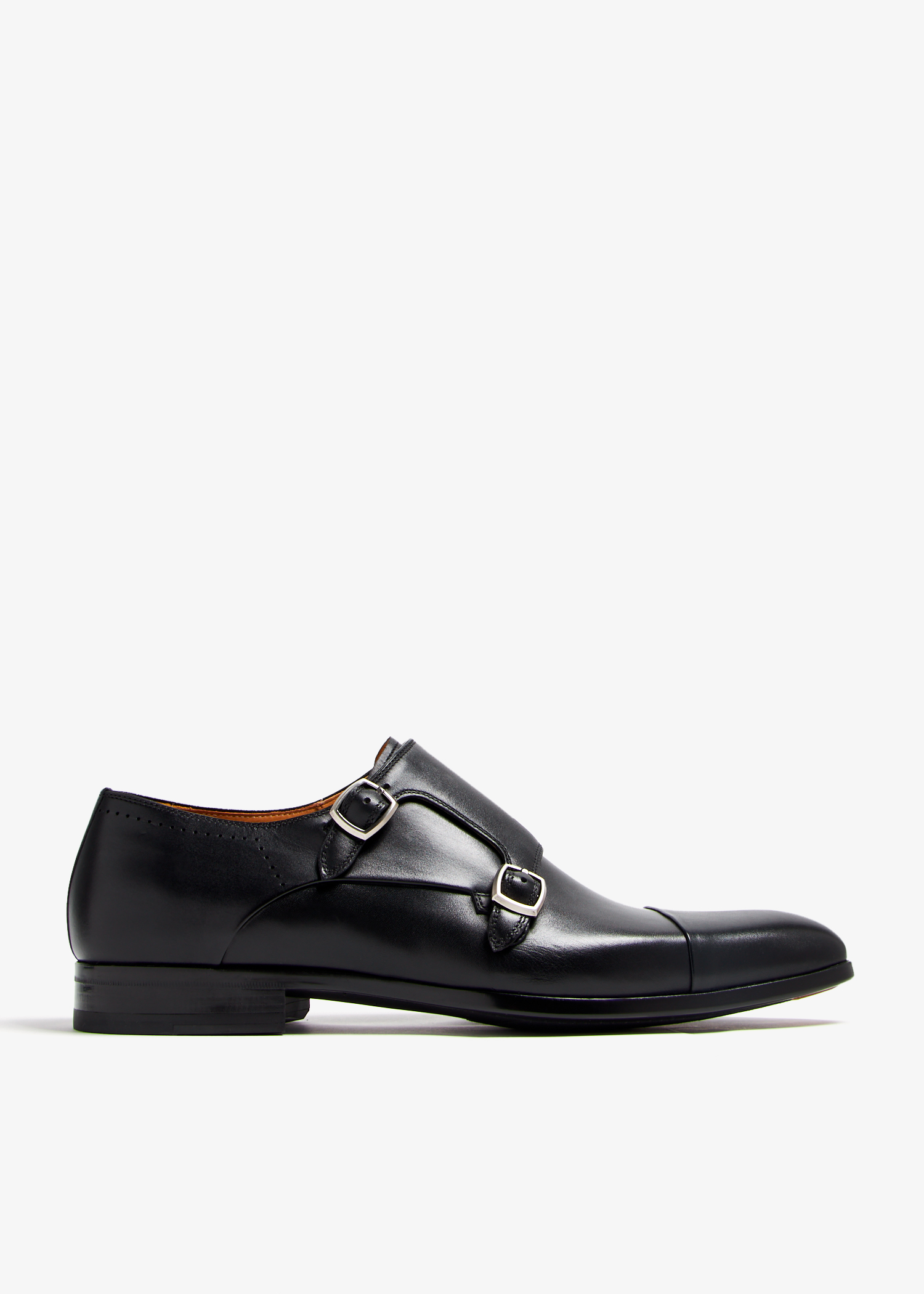 

Leather monk strap shoes, Black