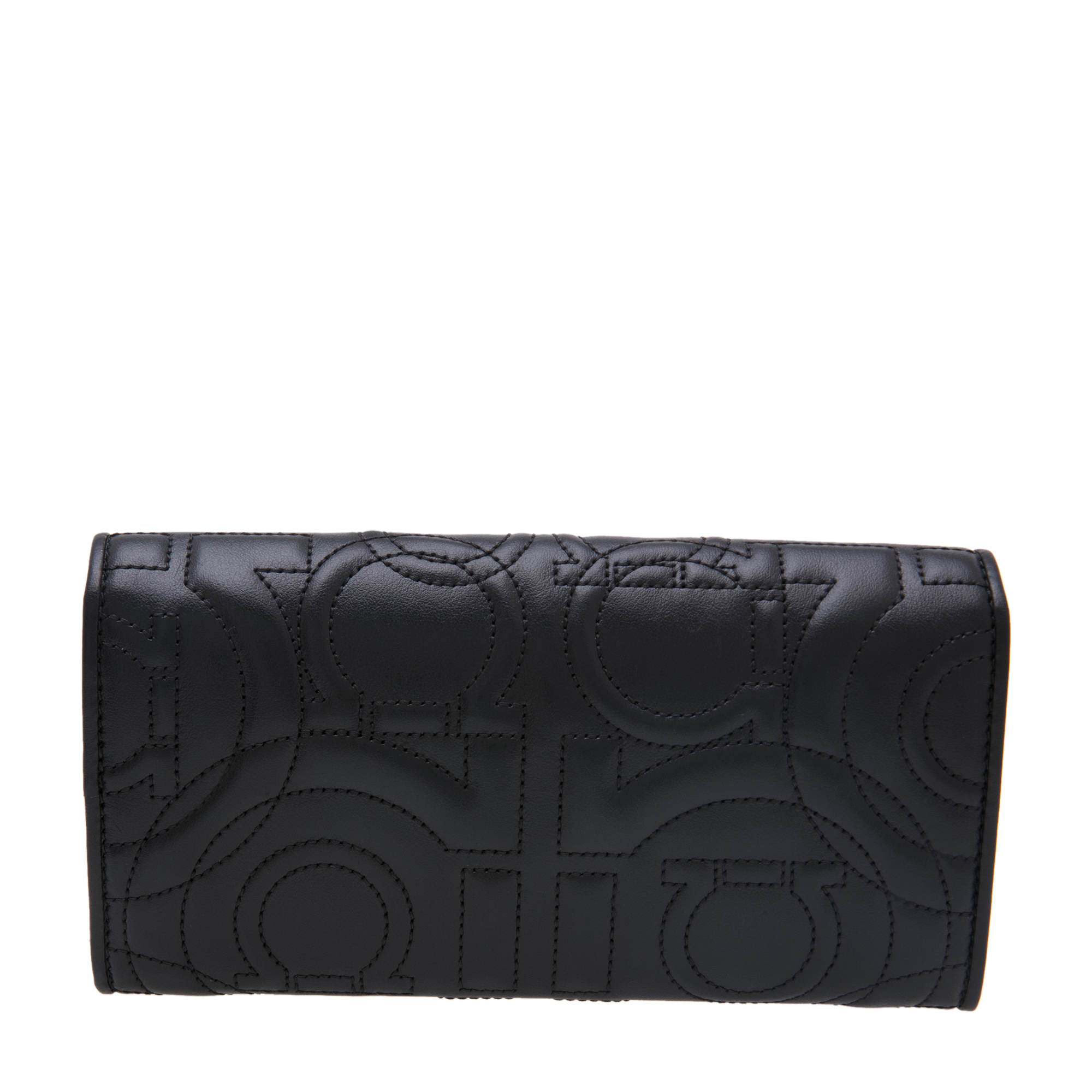 

Quilted Gancini continental wallet, Black