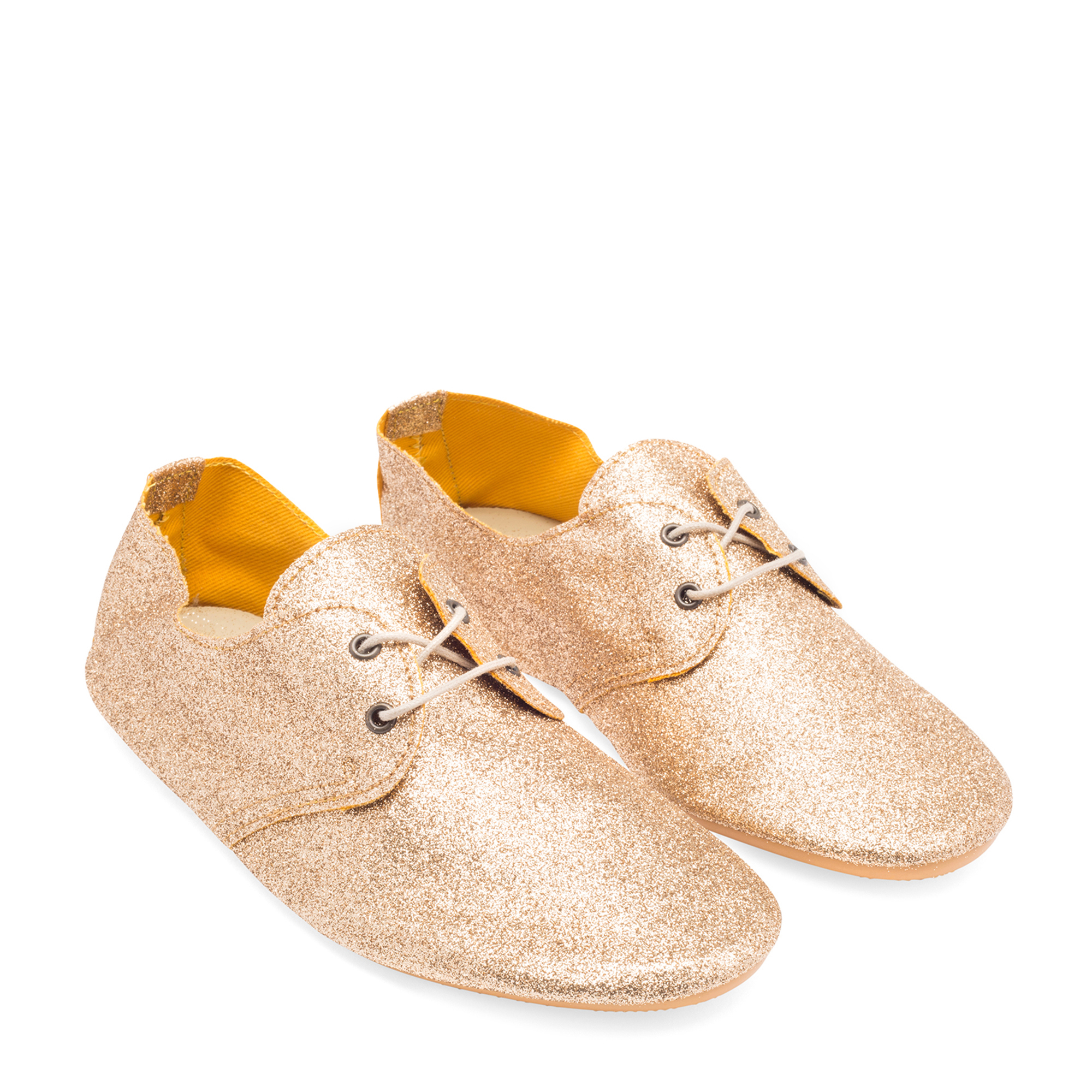 

Glitter lace up flats, Gold