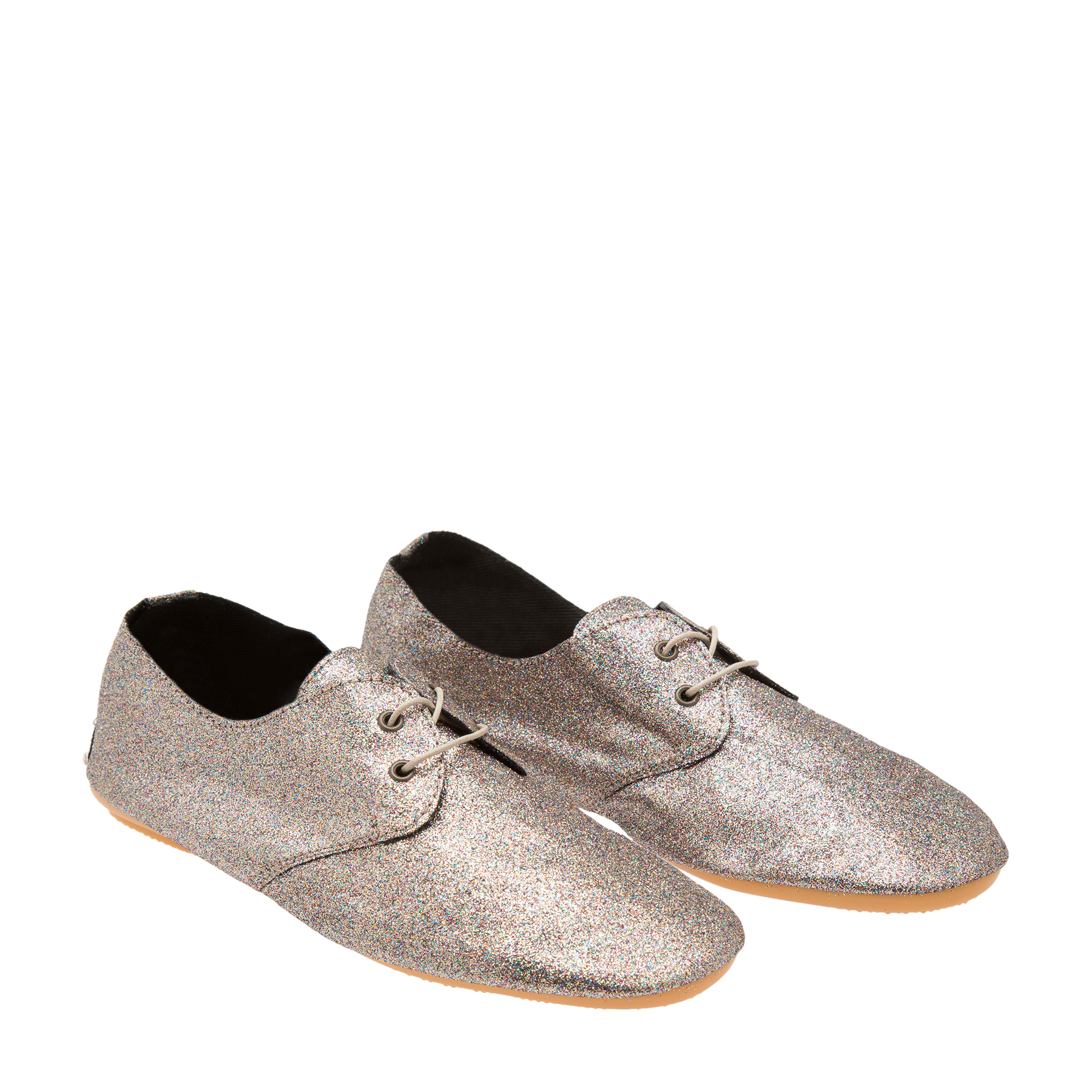 

Glitter lace up flats, Silver