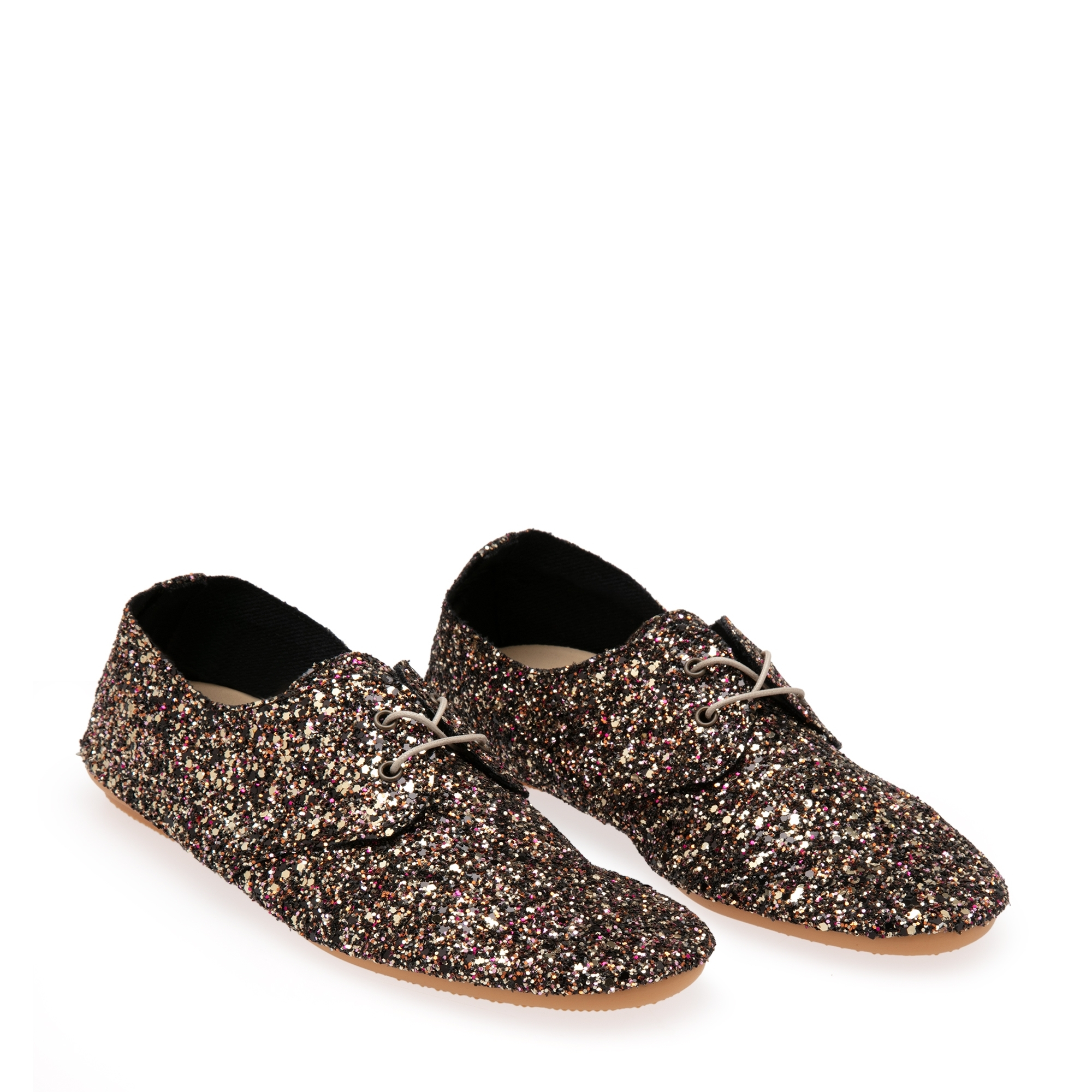 

Glitter lace-up flats, Metallic