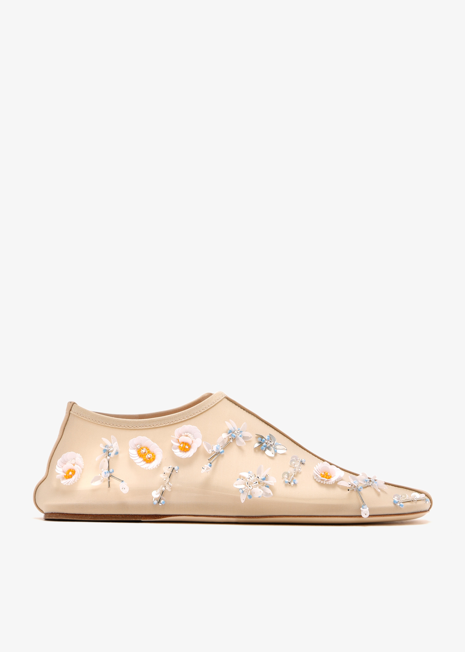 

Droplet beaded flat ballerinas, Beige