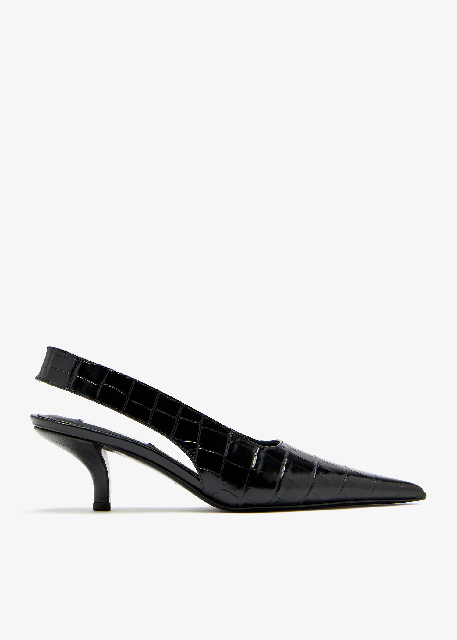

Classic croco-embossed slingback pumps, Black