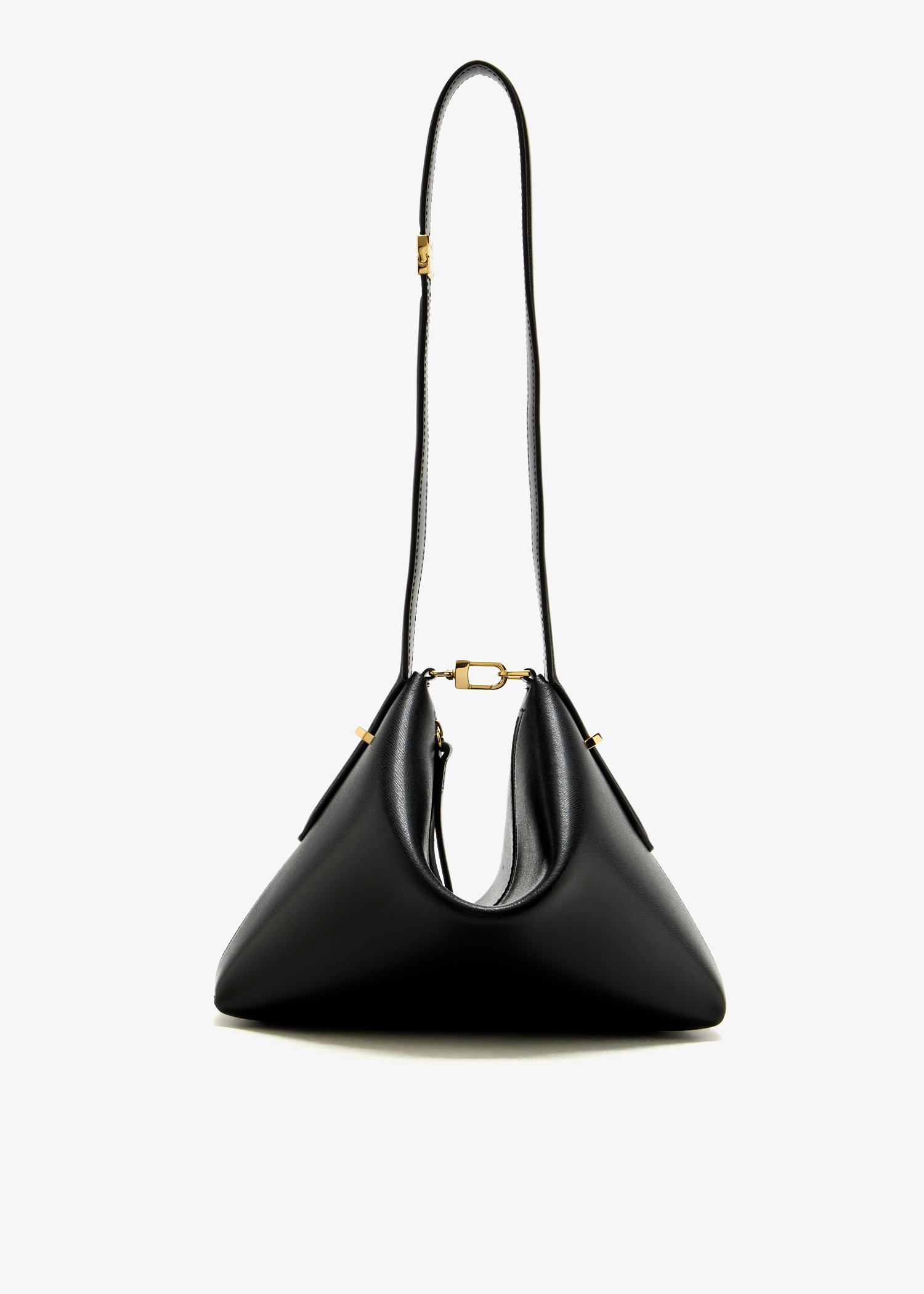 

Bevel leather wristlet, Black