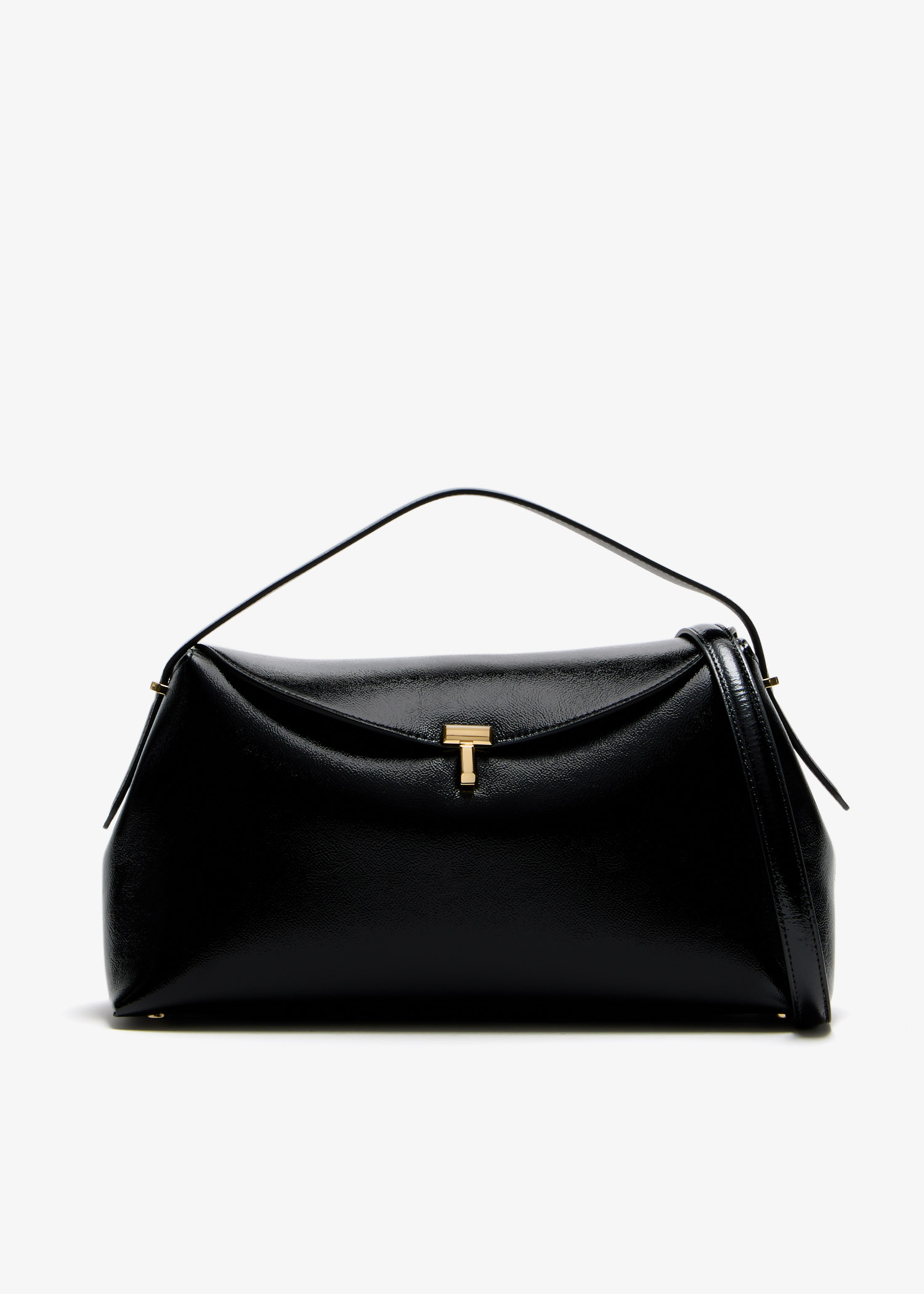 

T-Lock naplack leather top handle bag, Black