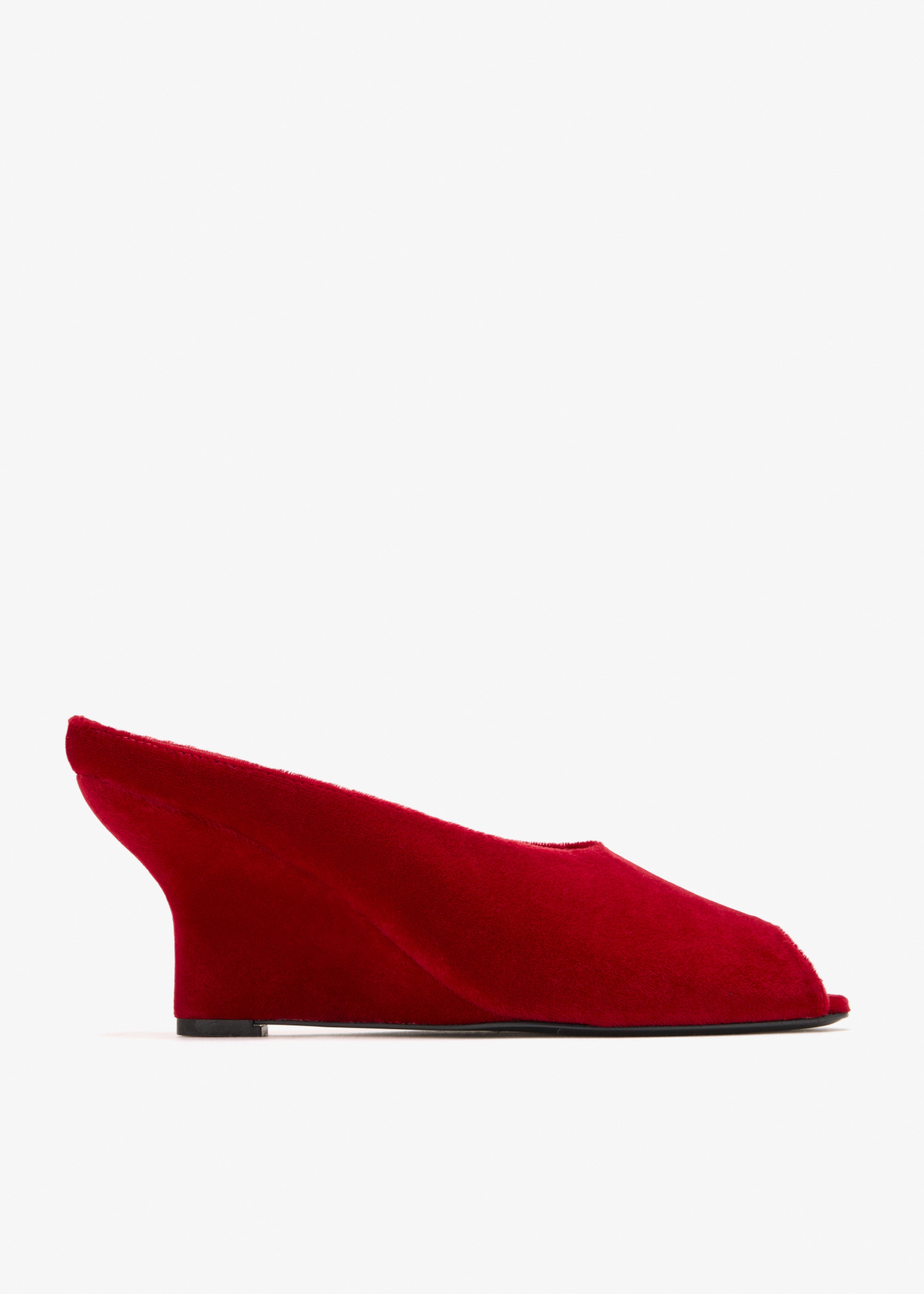 

Peep-toe velvet wedge mules, Red