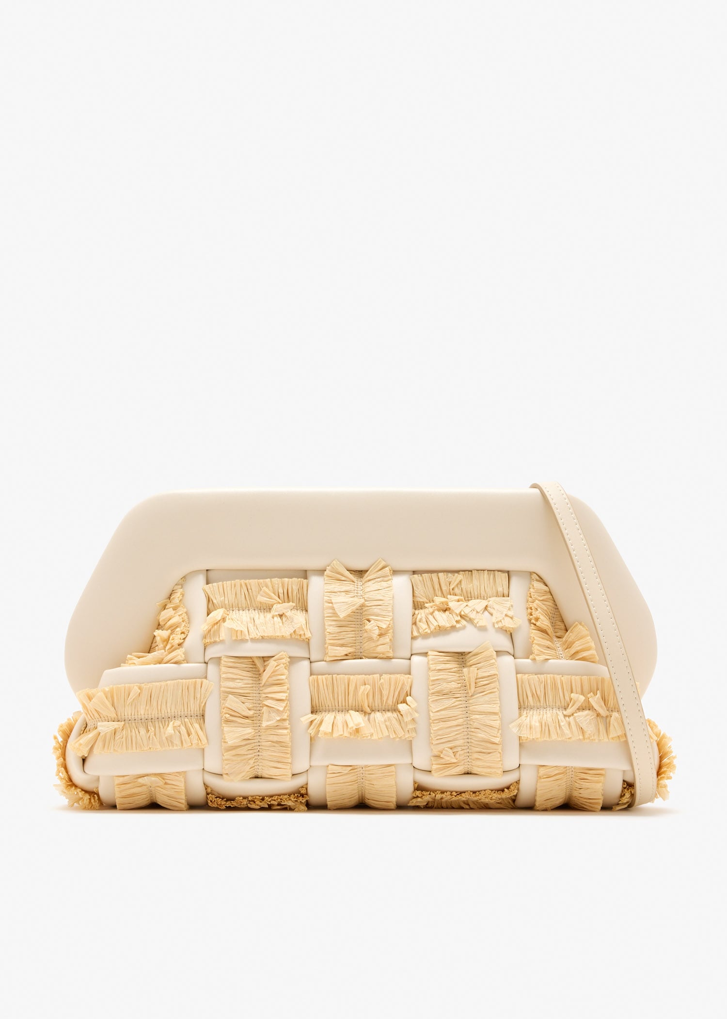

Bios intreccio raffia clutch, Beige