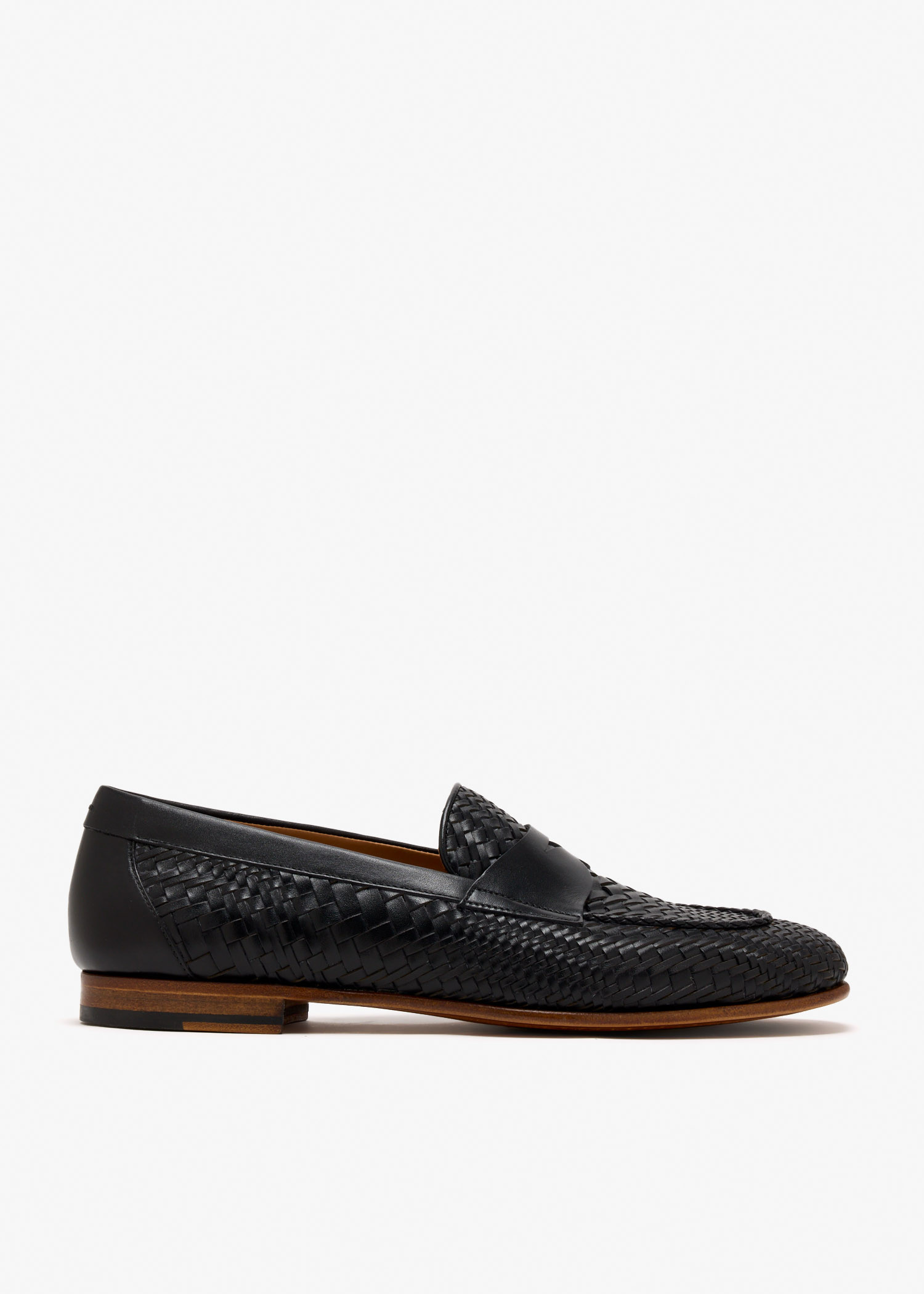 

Woven leather loafers, Black