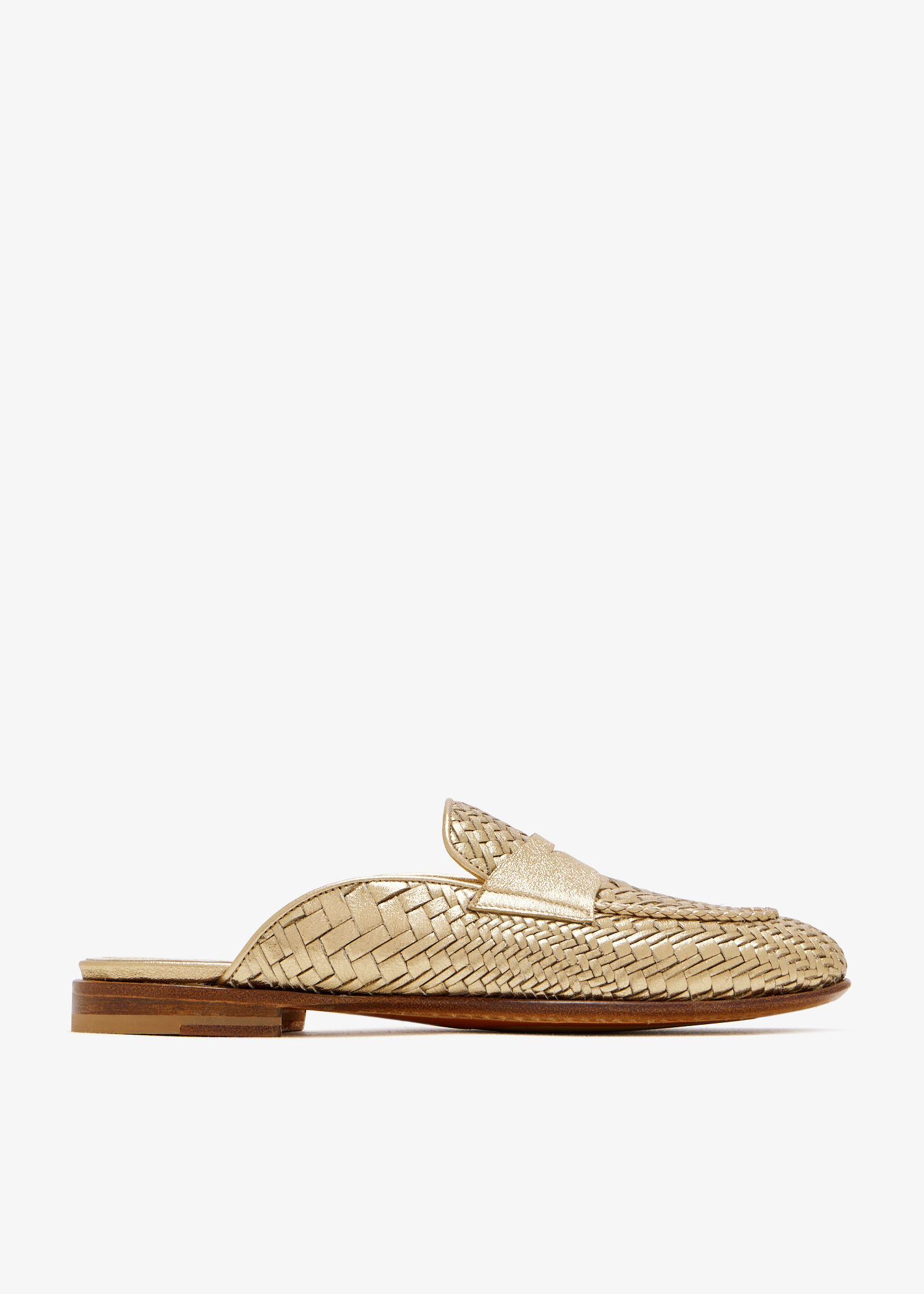 

Woven leather mules, Gold
