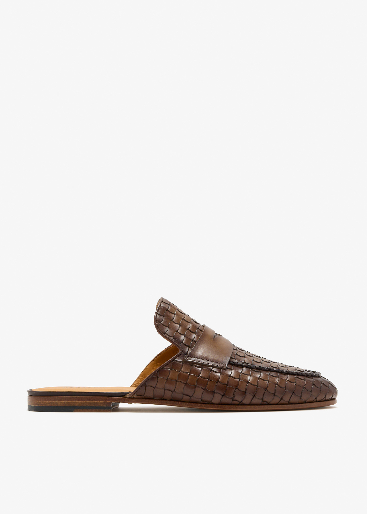 

Woven leather slippers, Brown