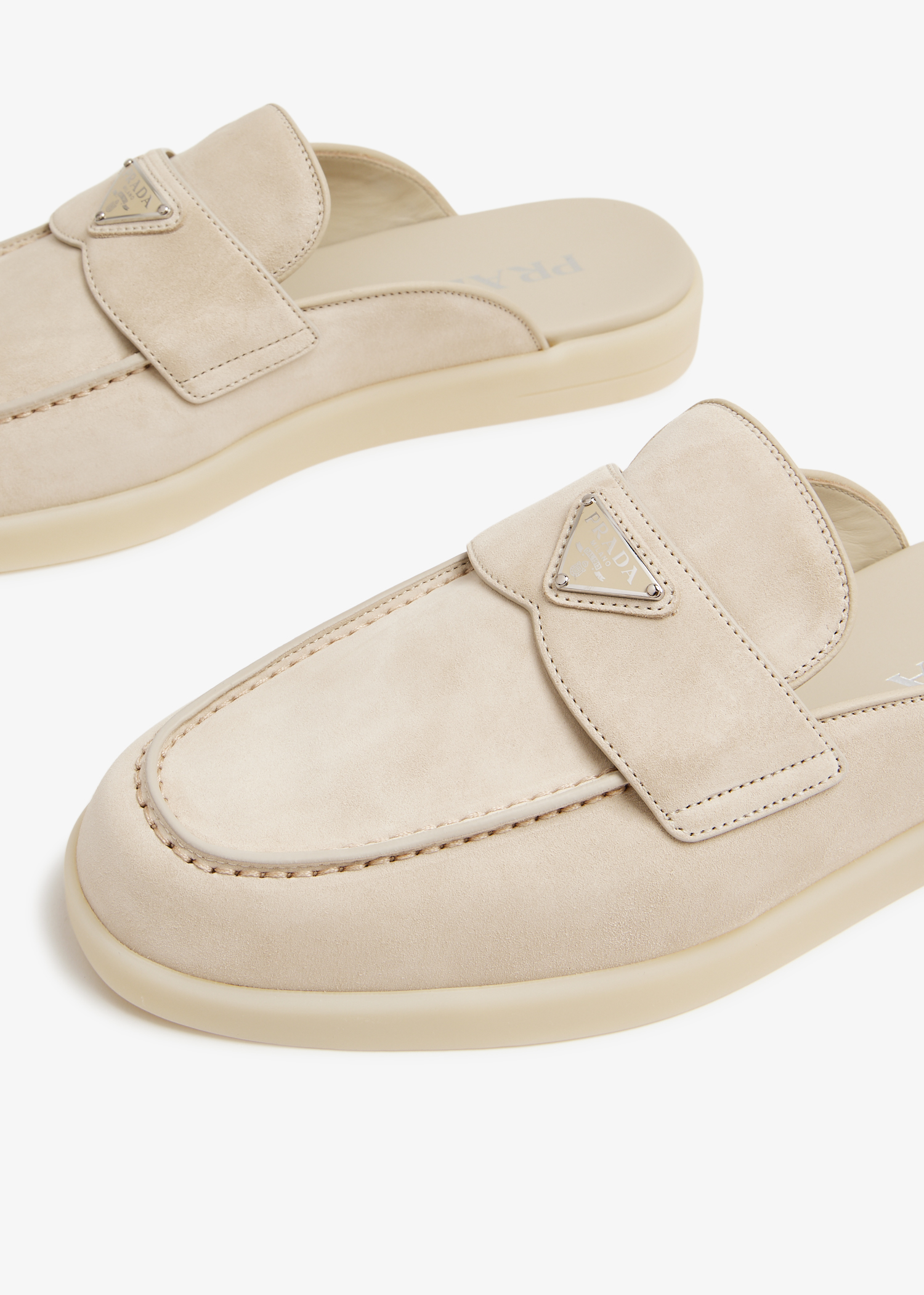 

Suede sabots, Beige