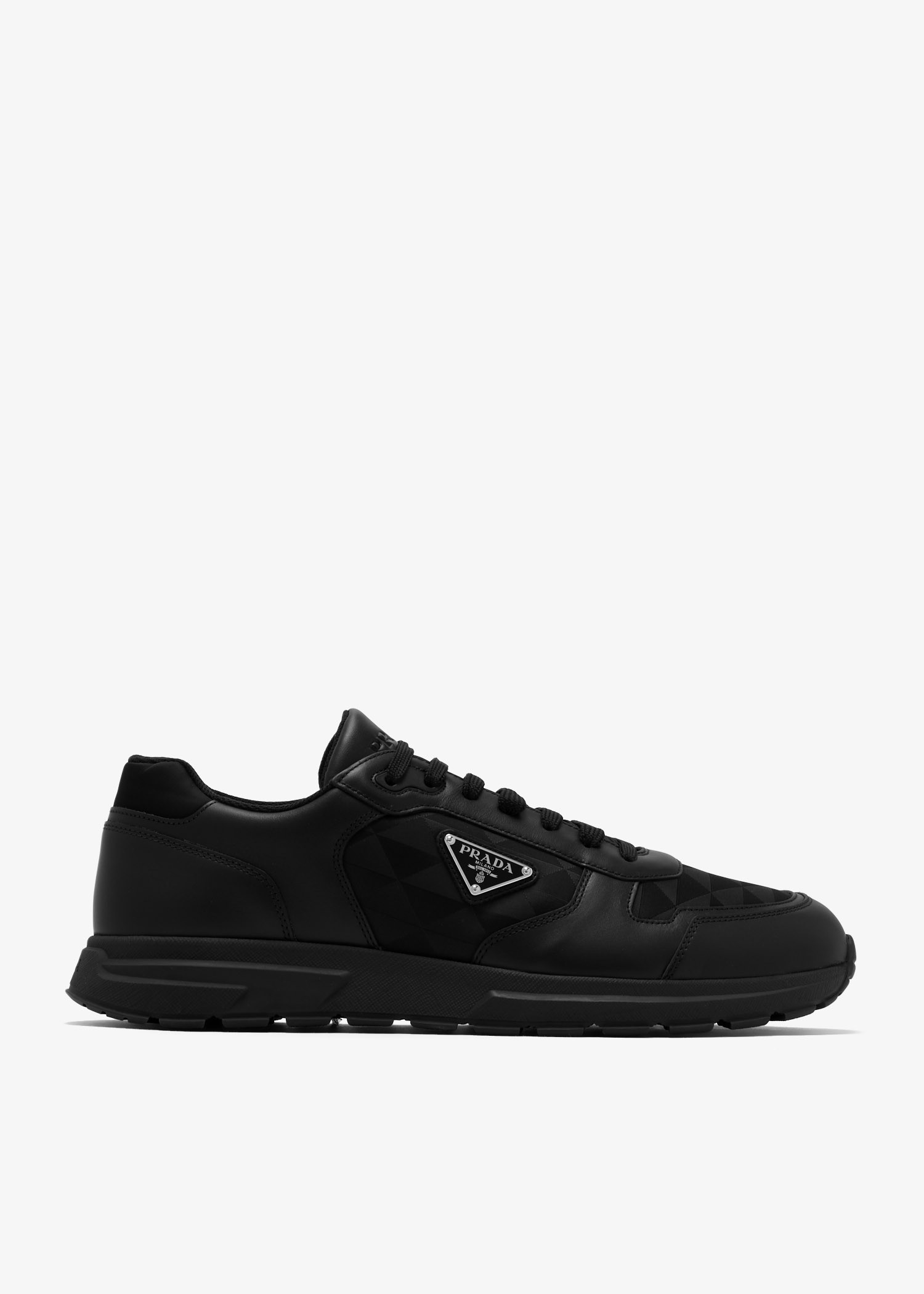 

Prax 2.0 Re-Nylon and leather sneakers, Black