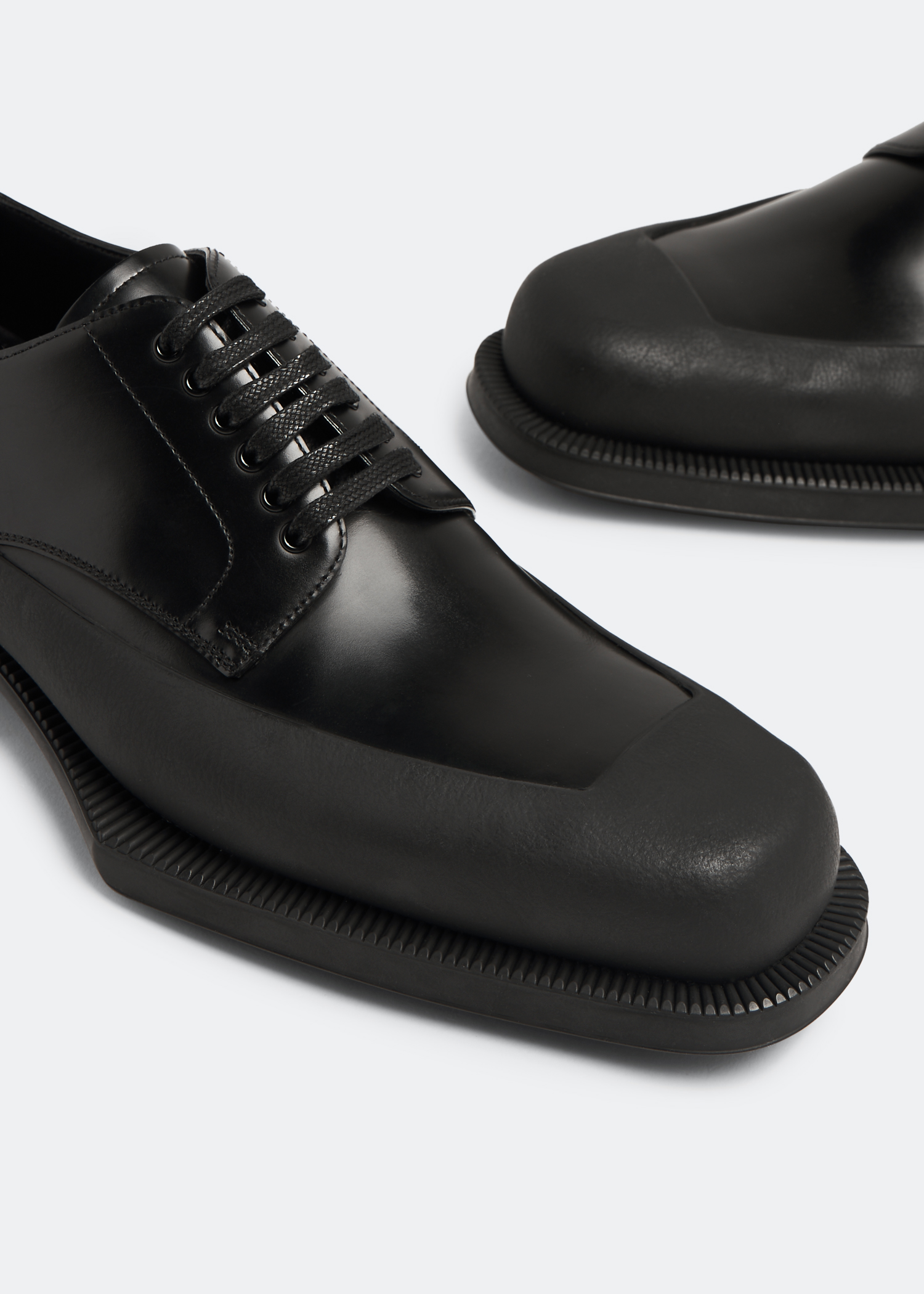

Brushed leather Derby shoes, Black