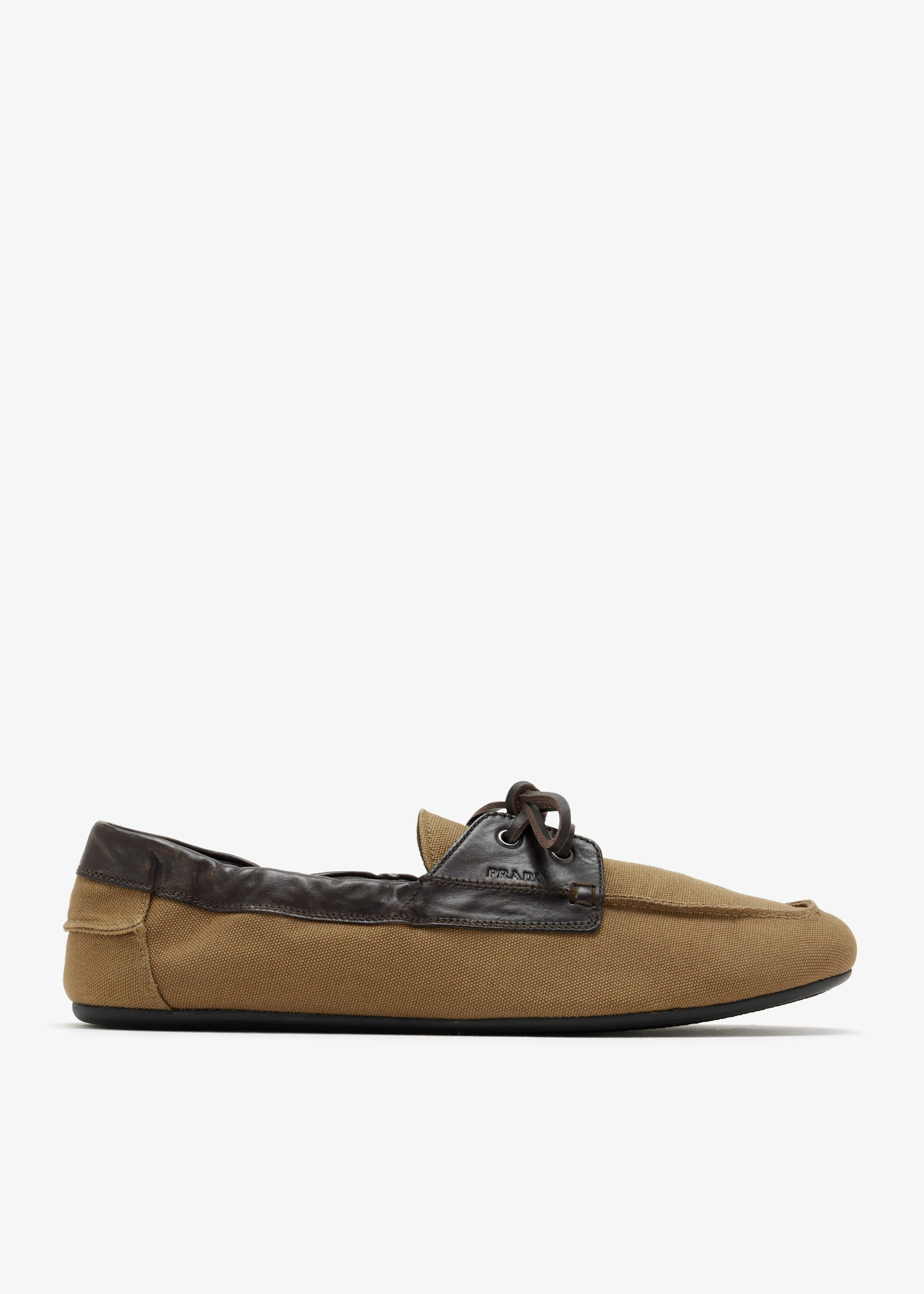 

Shuffle aged canvas and leather boat shoes, Brown