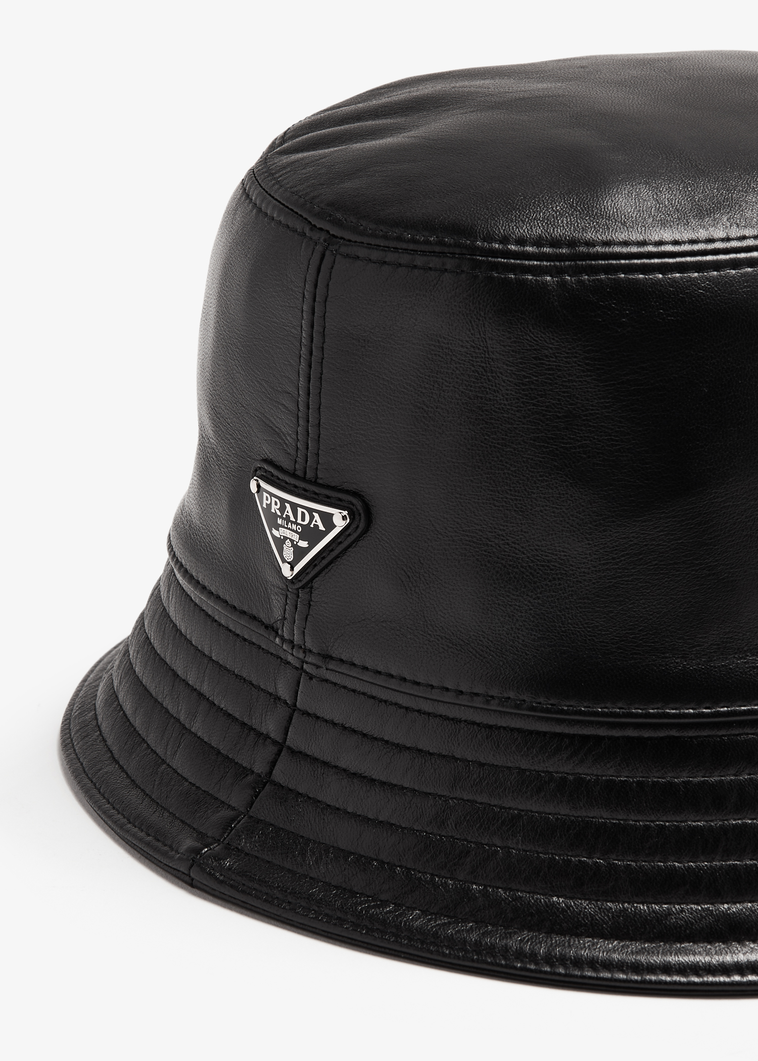 

Nappa leather bucket hat, Black