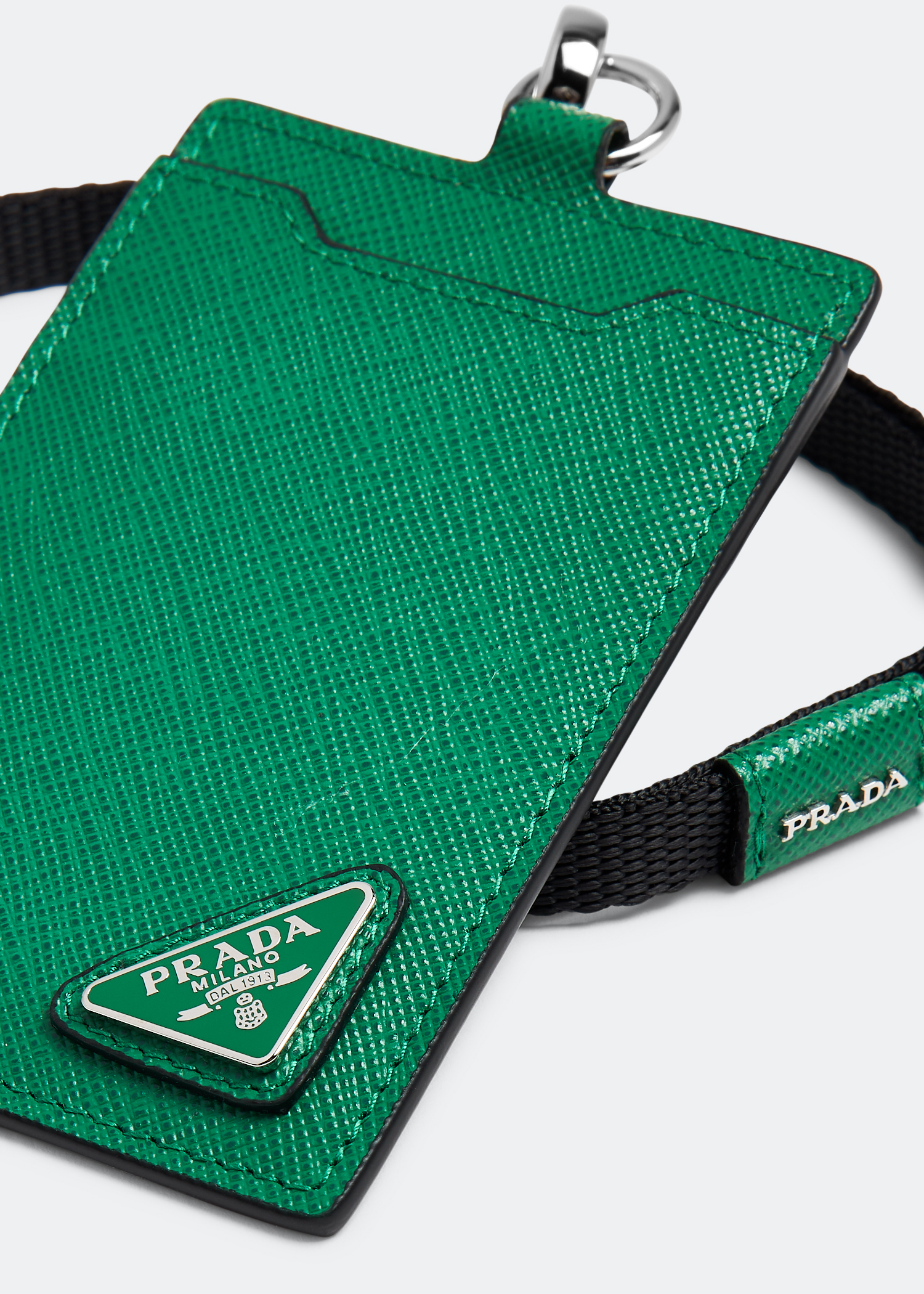 

Saffiano leather badge holder, Green