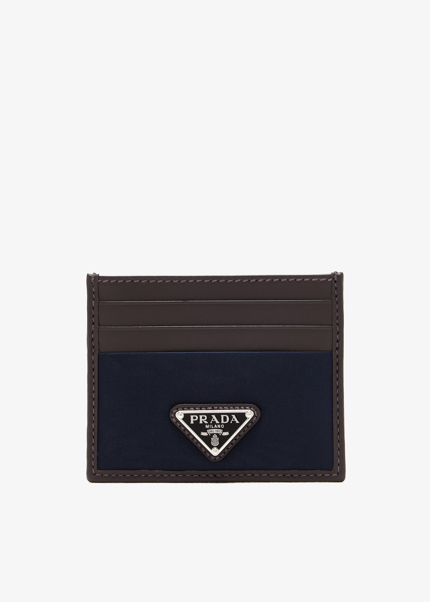 

Re-Nylon and leather card holder, Navy