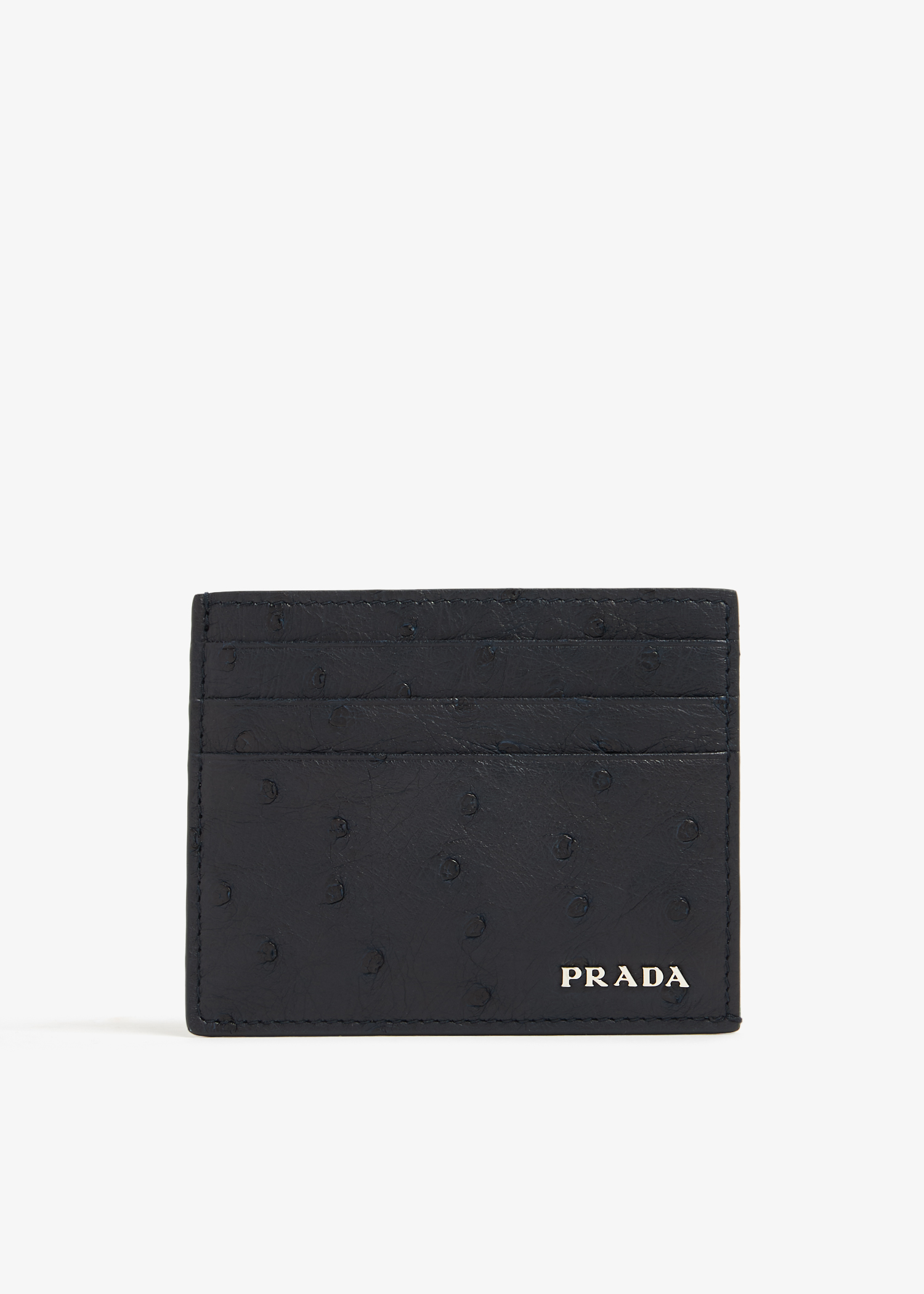 

Ostrich leather card holder, Black