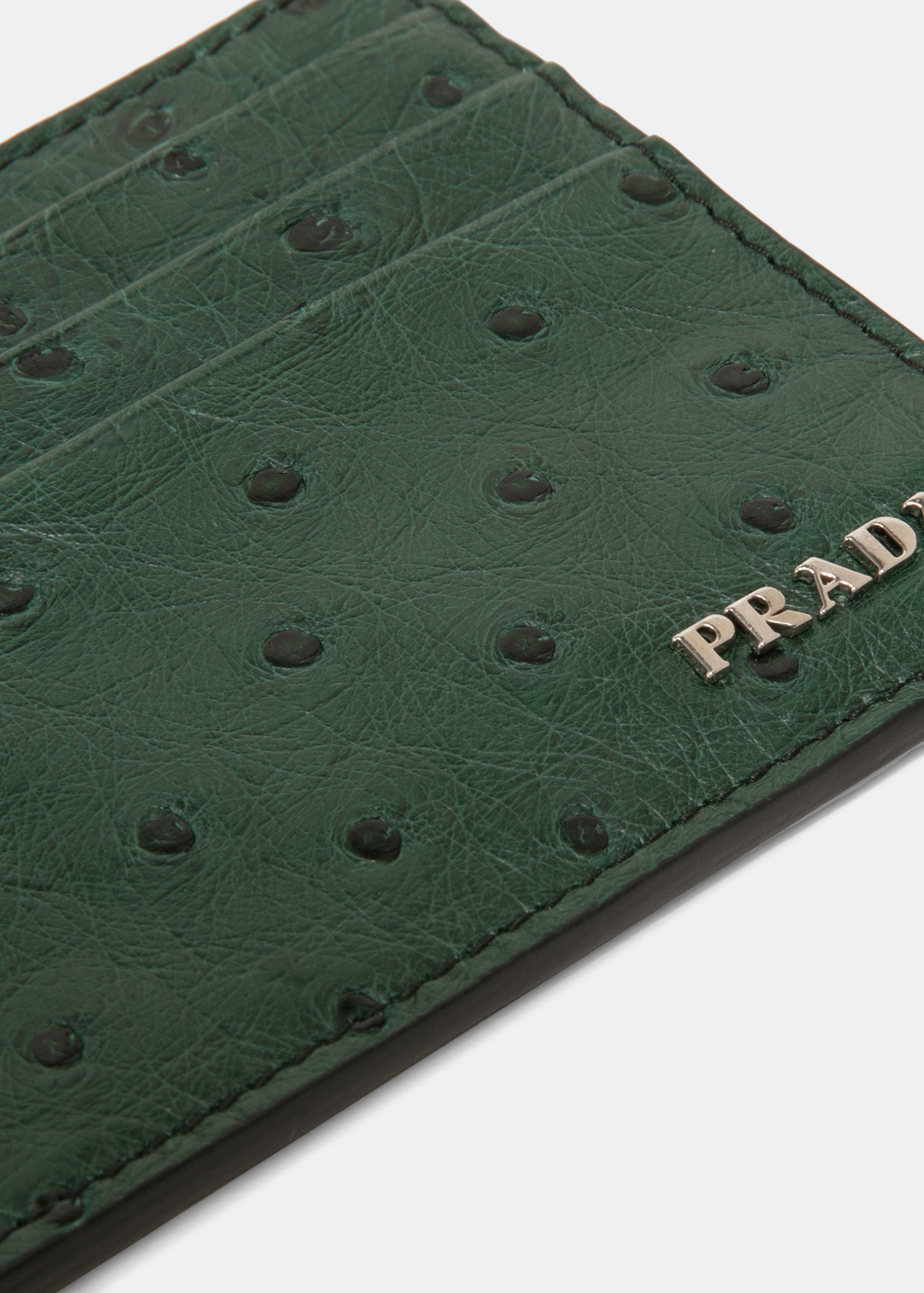 

Ostrich leather card holder, Green