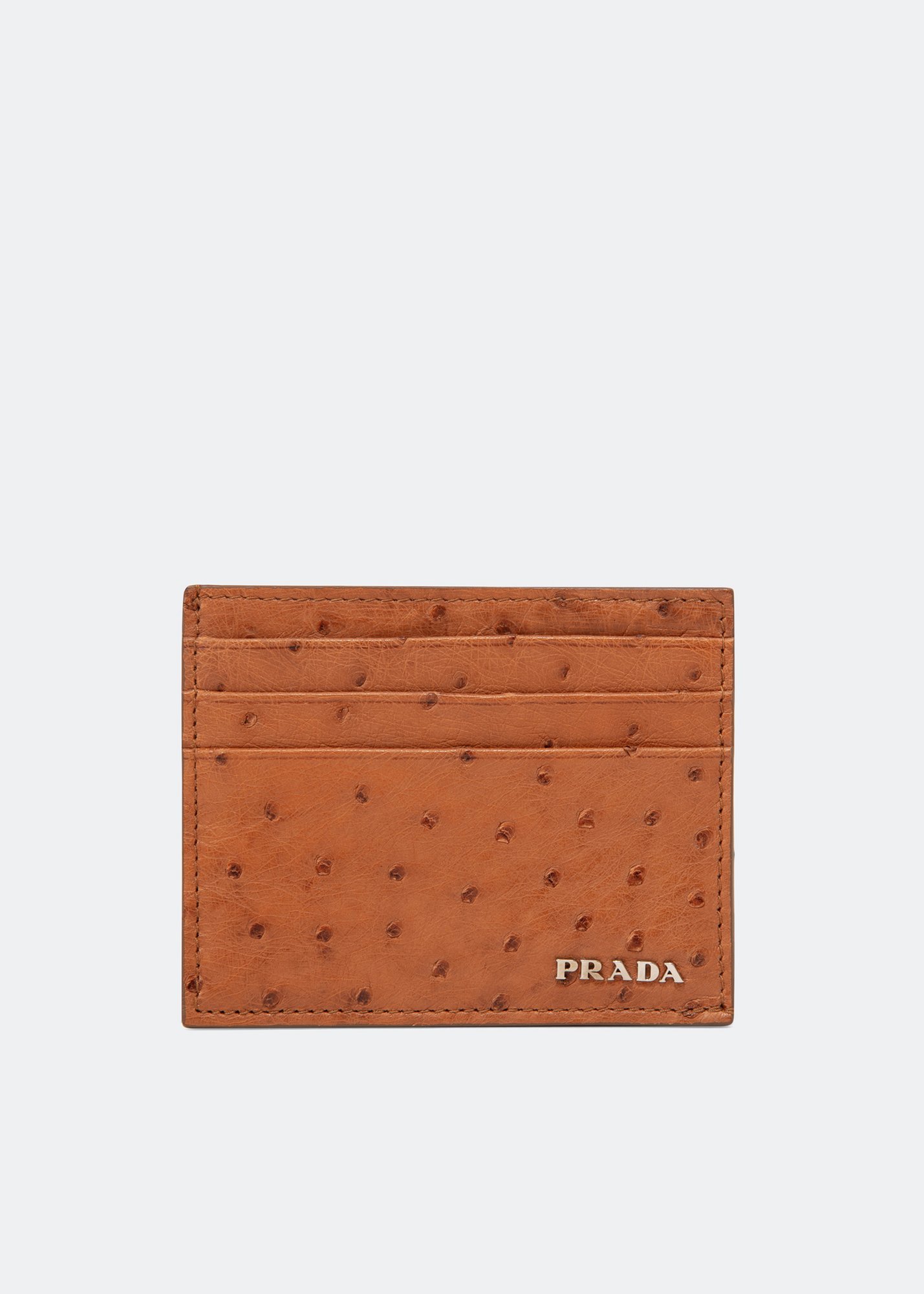 

Ostrich leather card holder, Brown