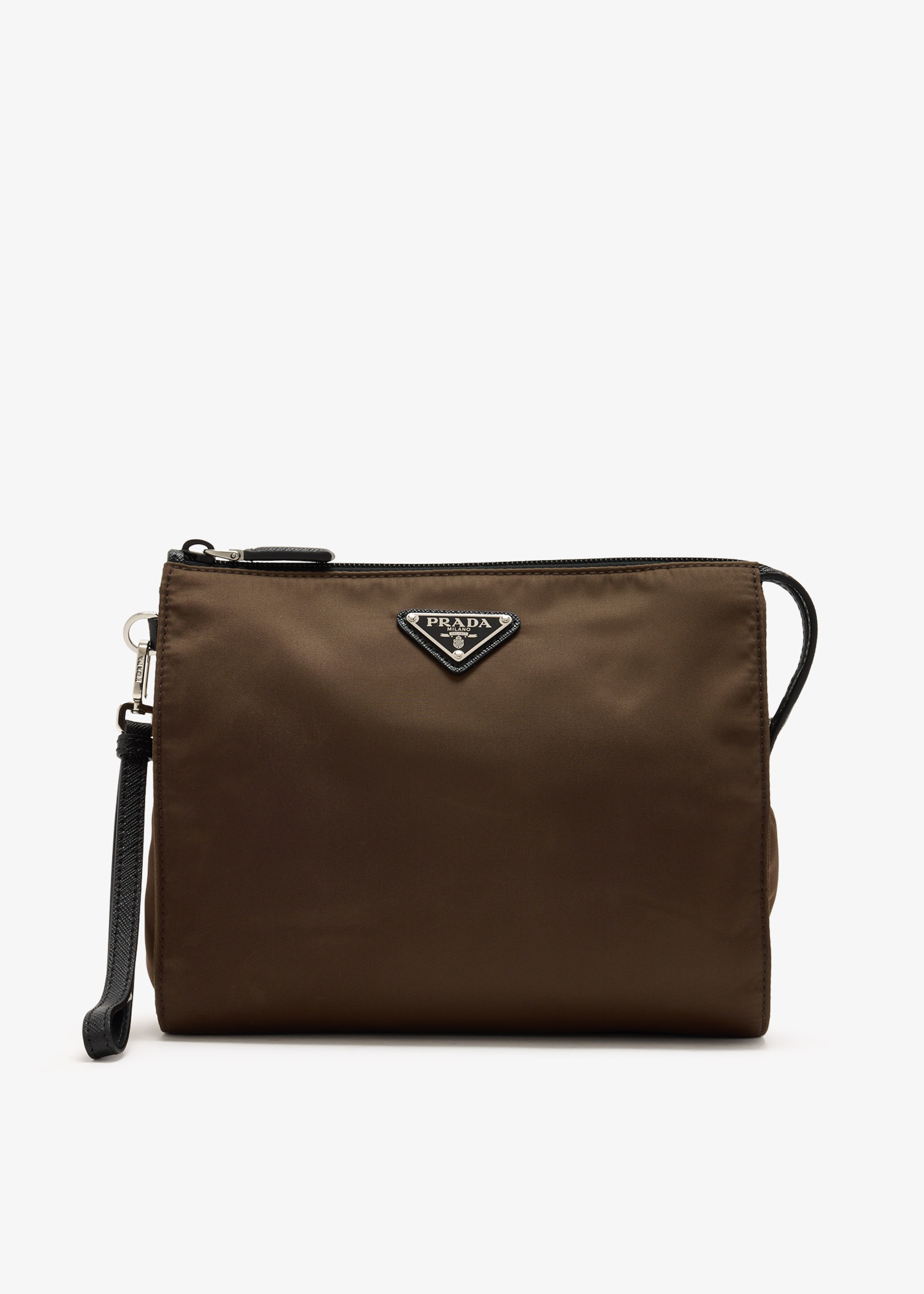 

Re-Nylon and Saffiano leather necessaire, Brown