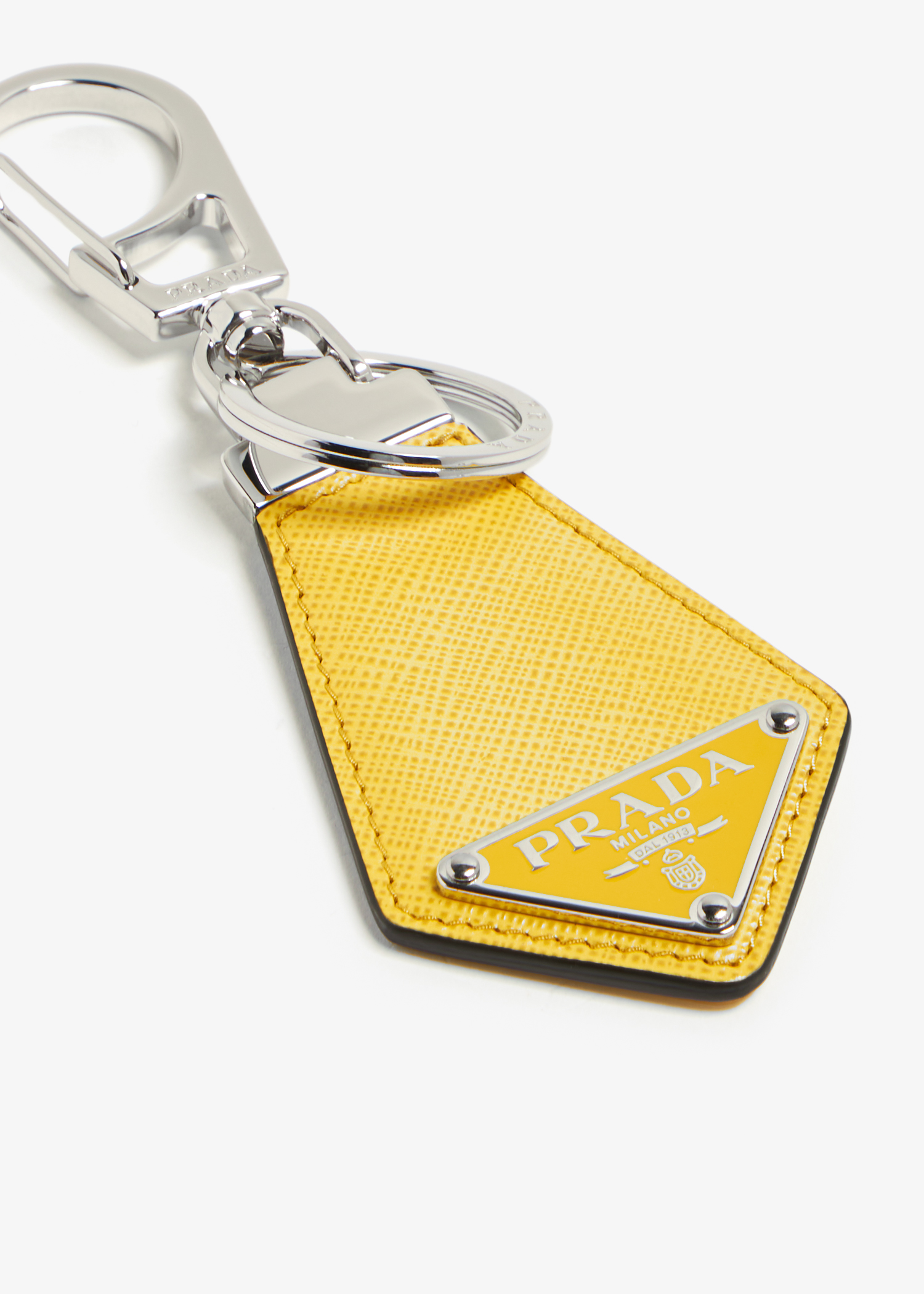 

Saffiano leather keychain, Yellow