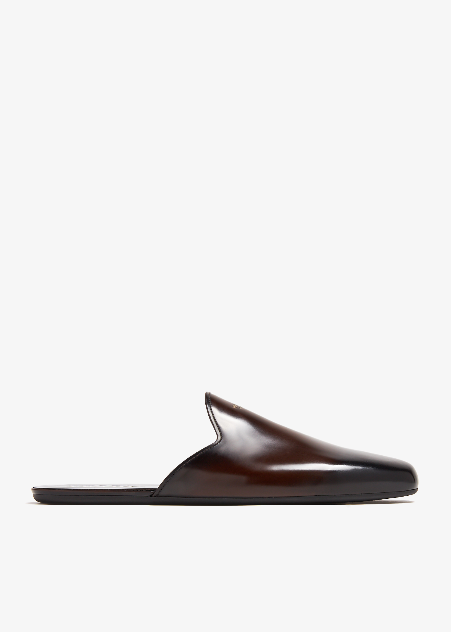 

Brushed leather slippers, Brown