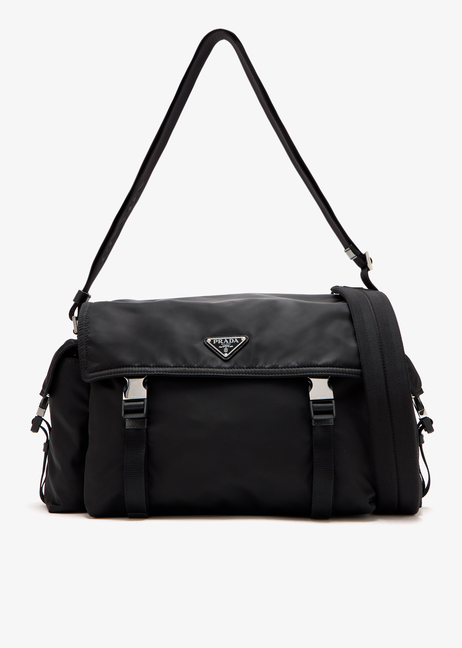 

Prada Explore Re-Nylon and leather bag, Black