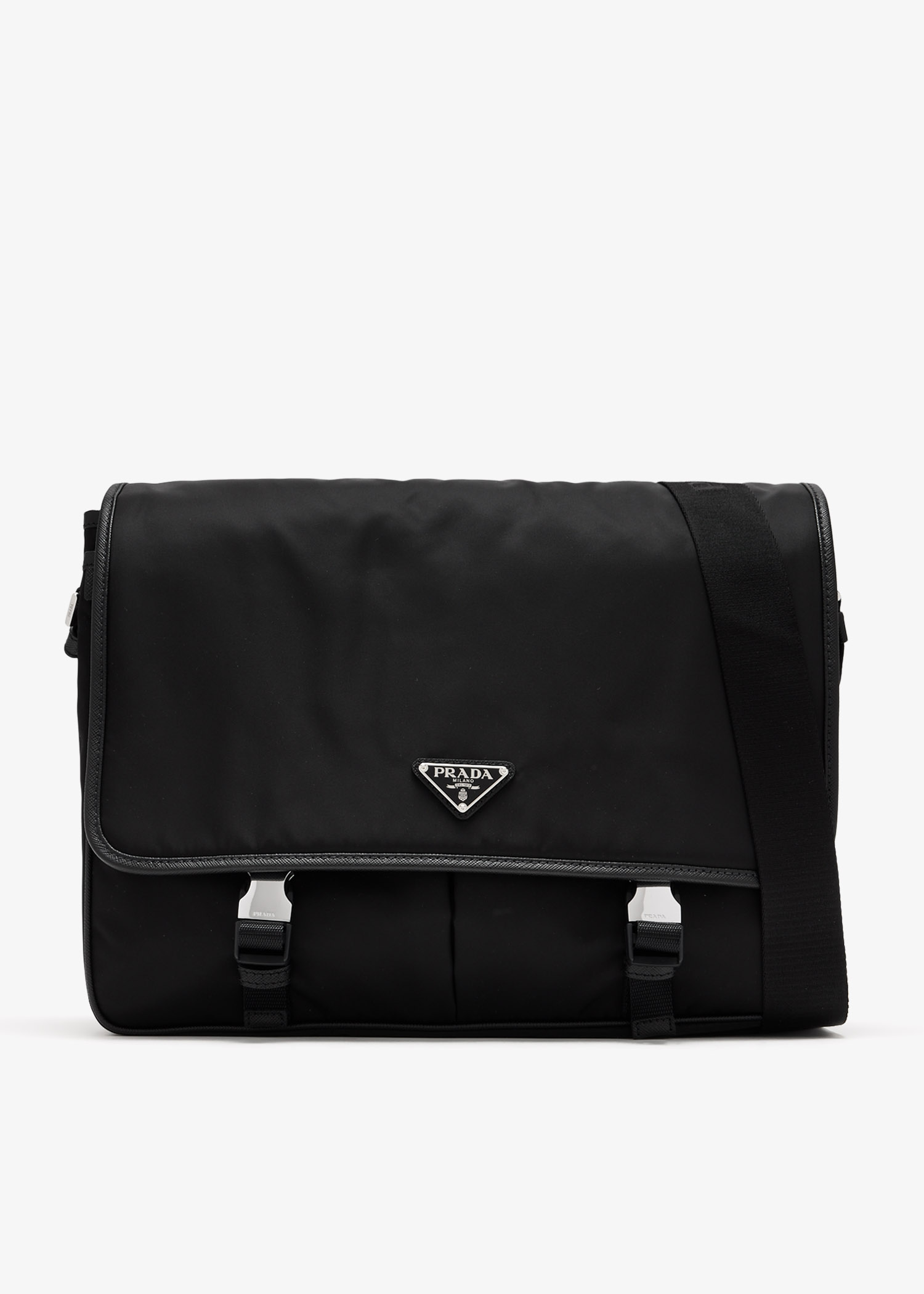 

Re-Nylon and Saffiano leather shoulder bag, Black