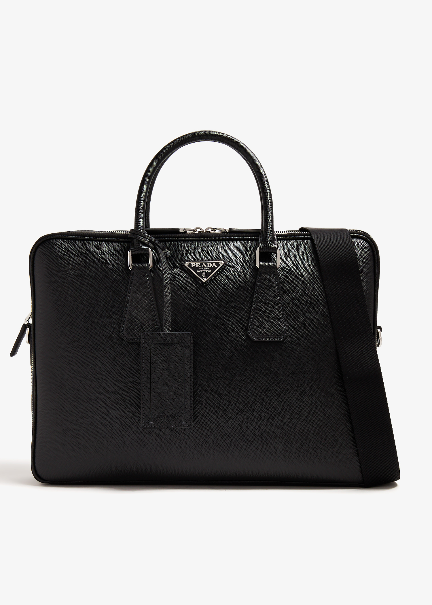 

Saffiano leather briefcase, Black