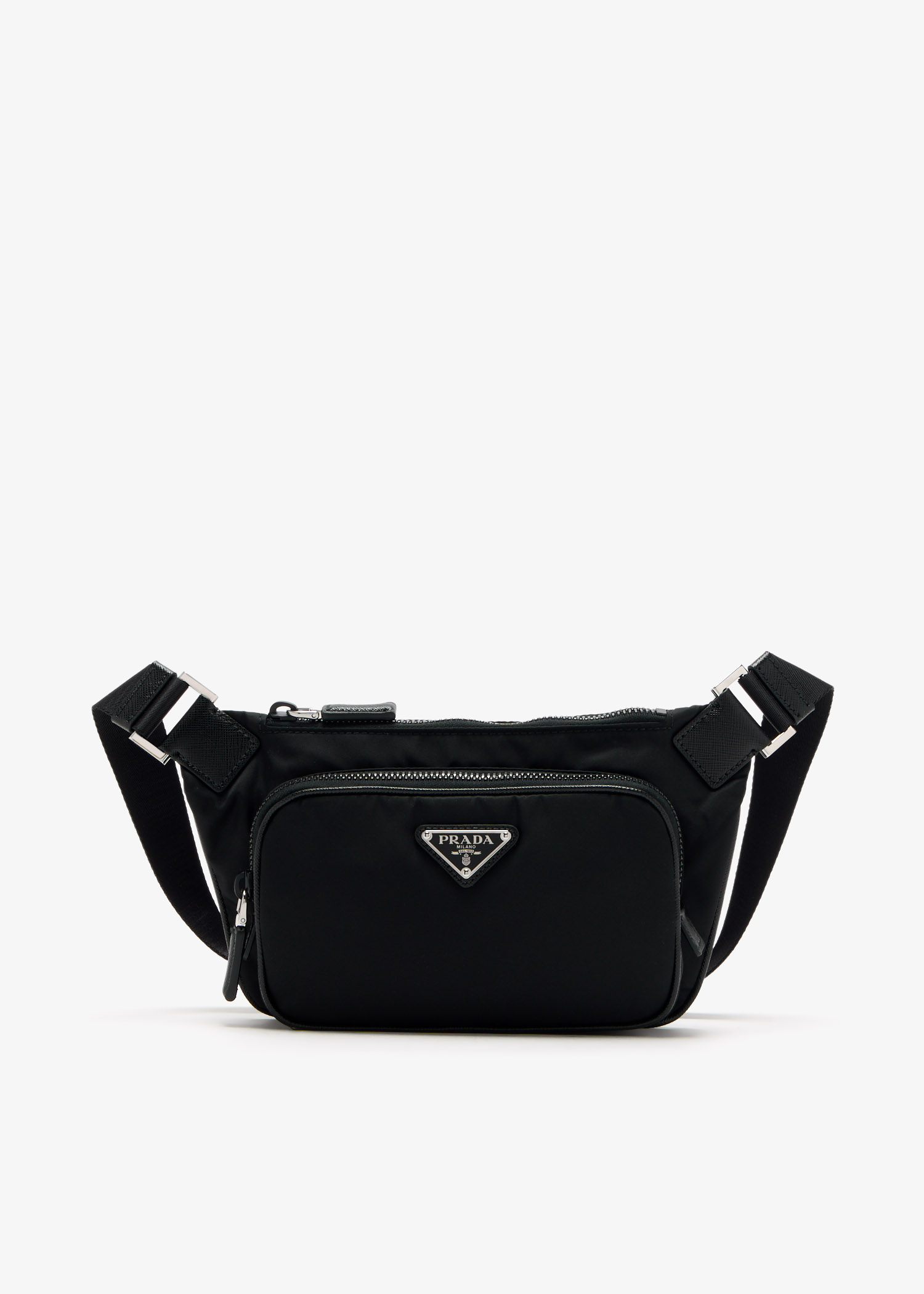

Re-Nylon and Saffiano leather shoulder bag, Black