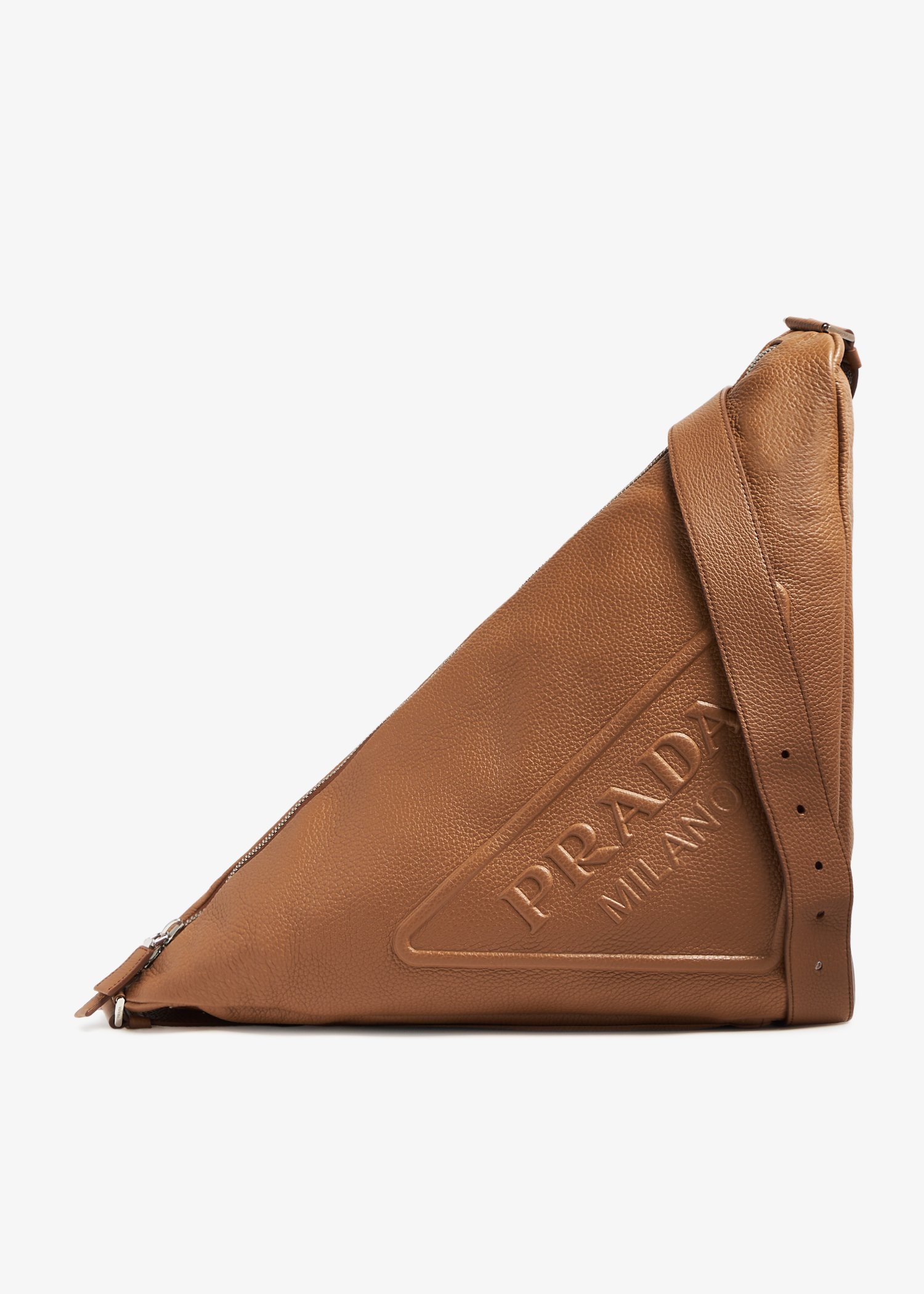 

Triangle large leather bag, Brown