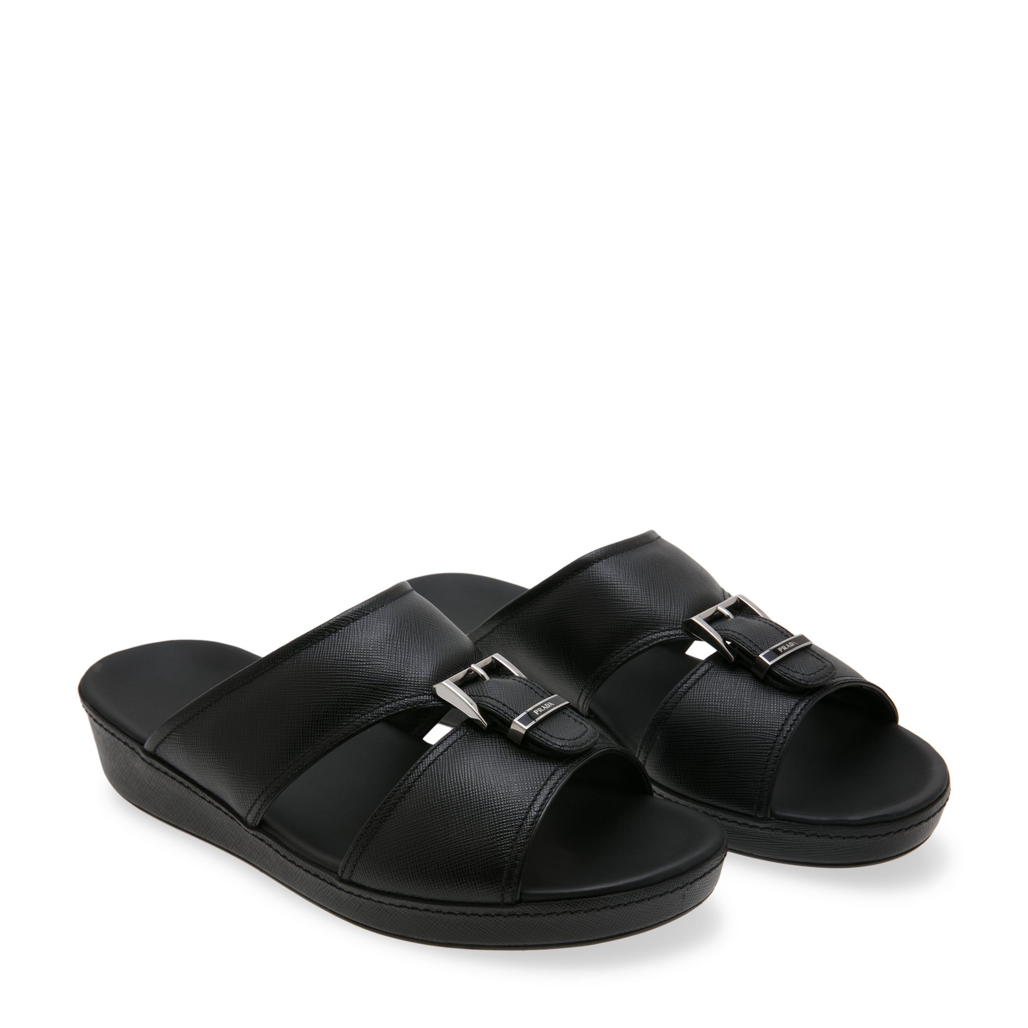 

Saffiano leather sandals, Black