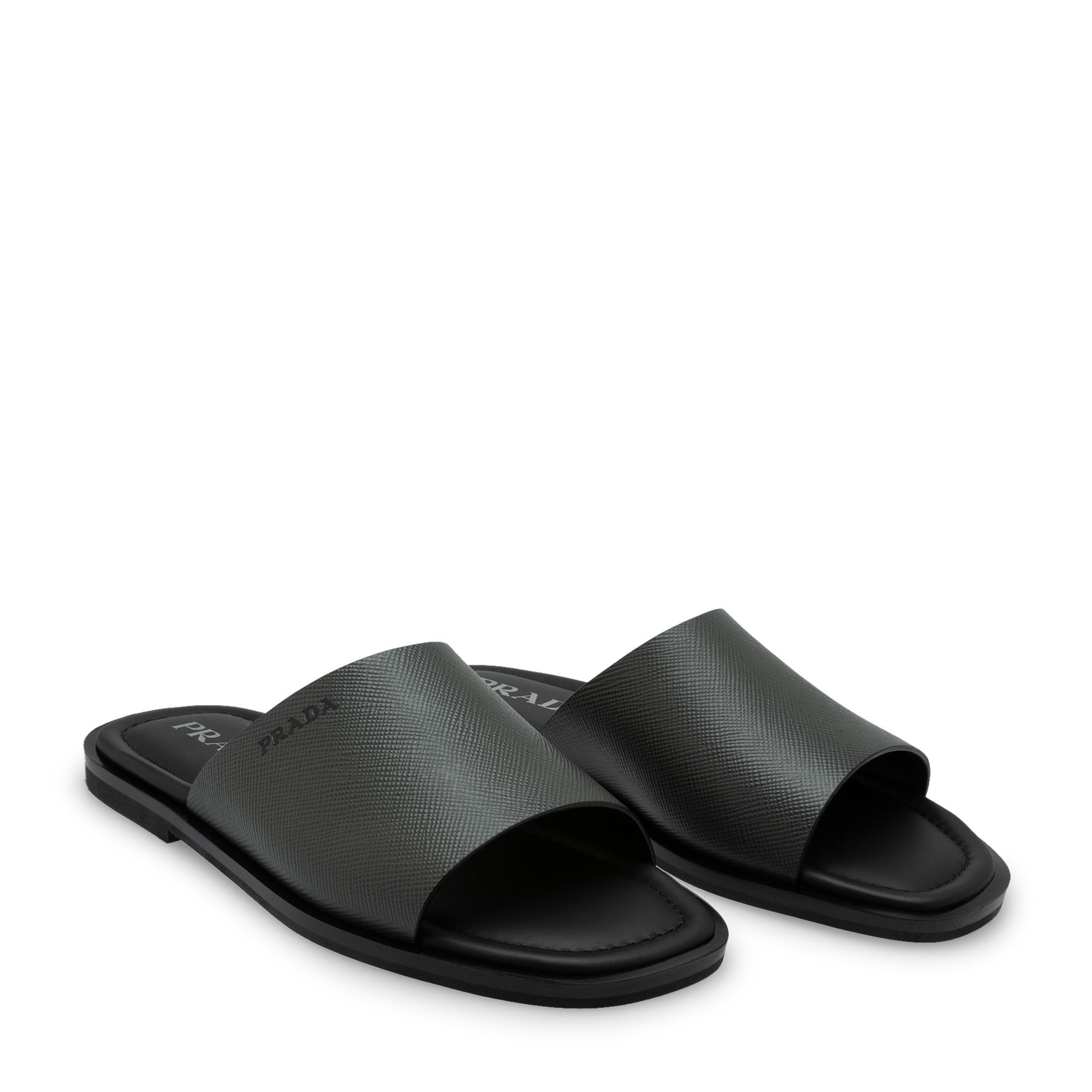 

Leather slides, Grey