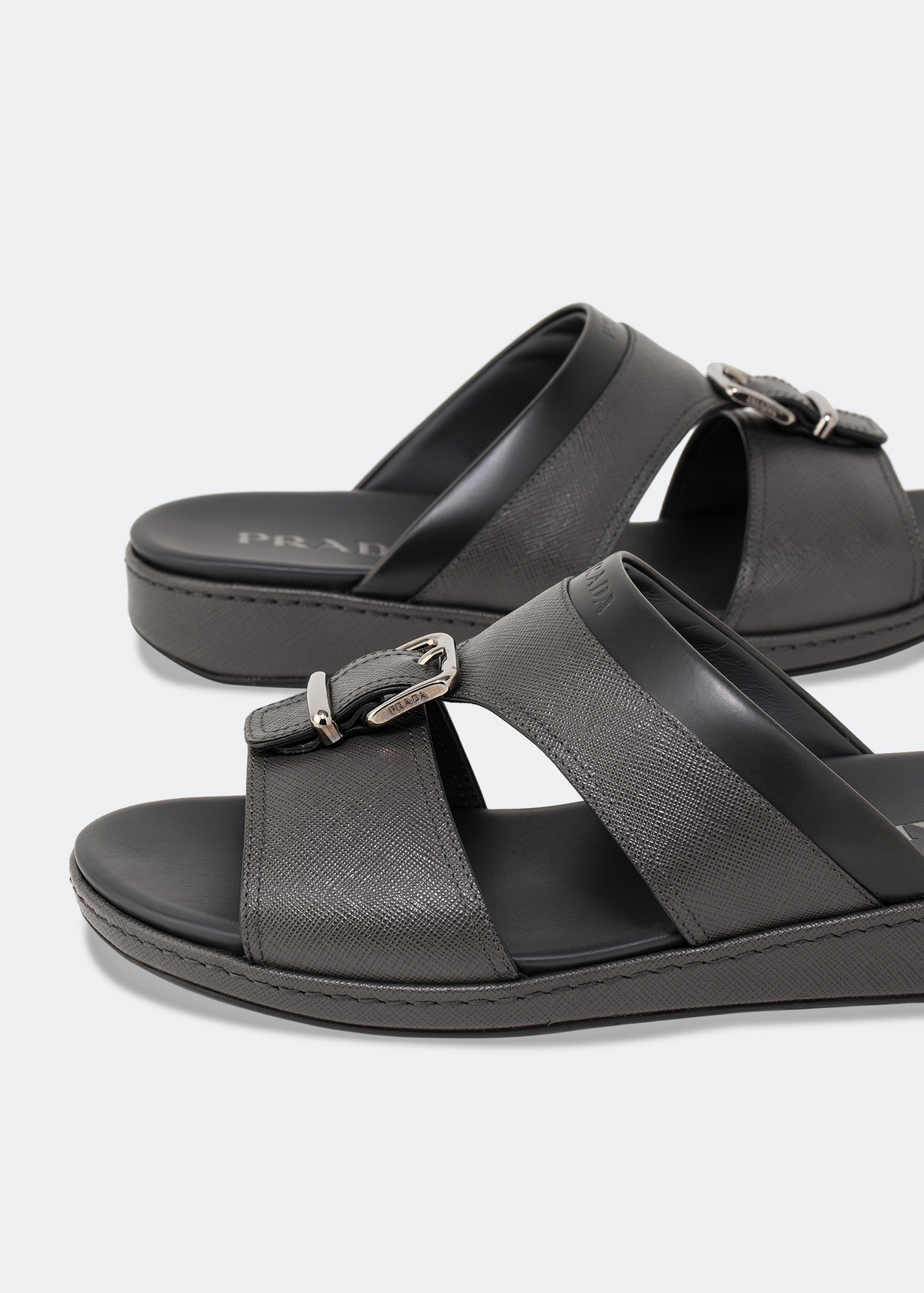 

Saffiano leather sandals, Grey