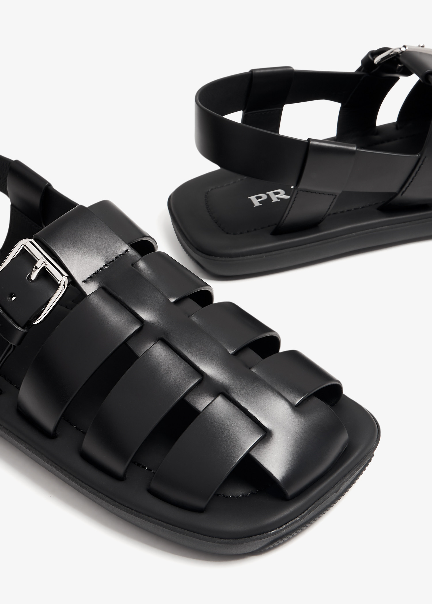 

Brushed leather sandals, Black