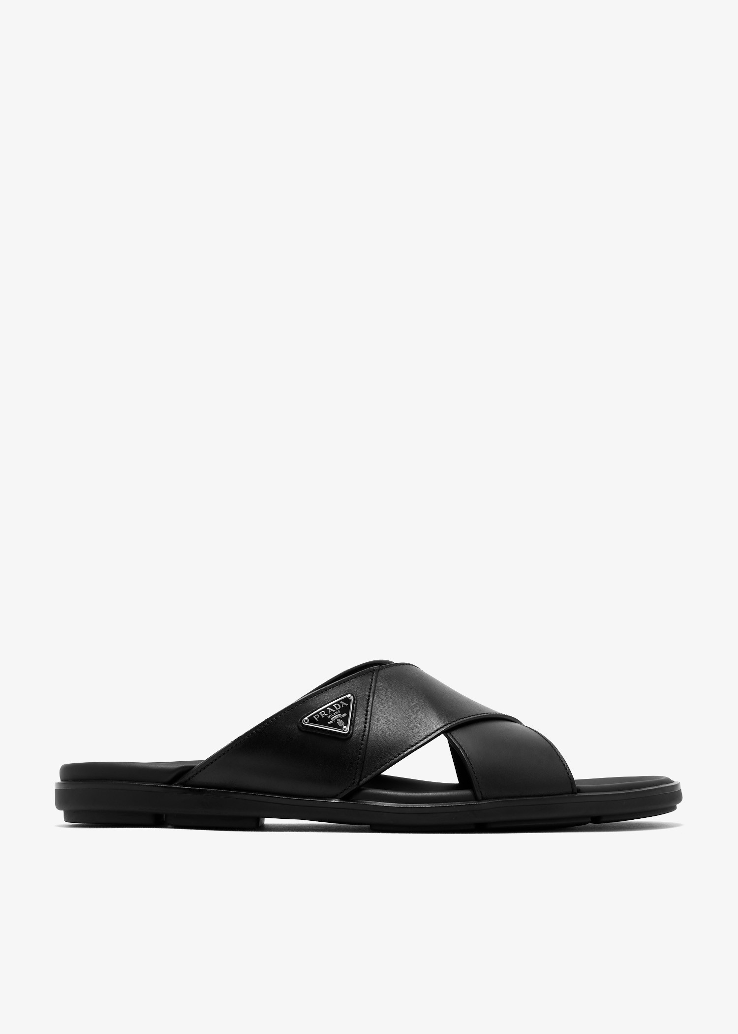 

Leather crisscross sandals, Black