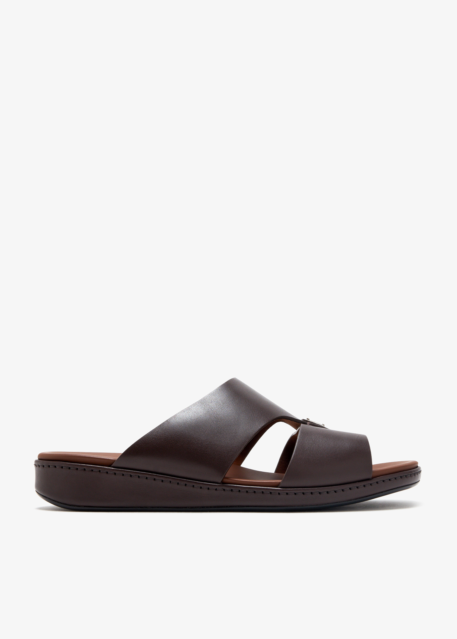 

Leather slide sandals, Brown