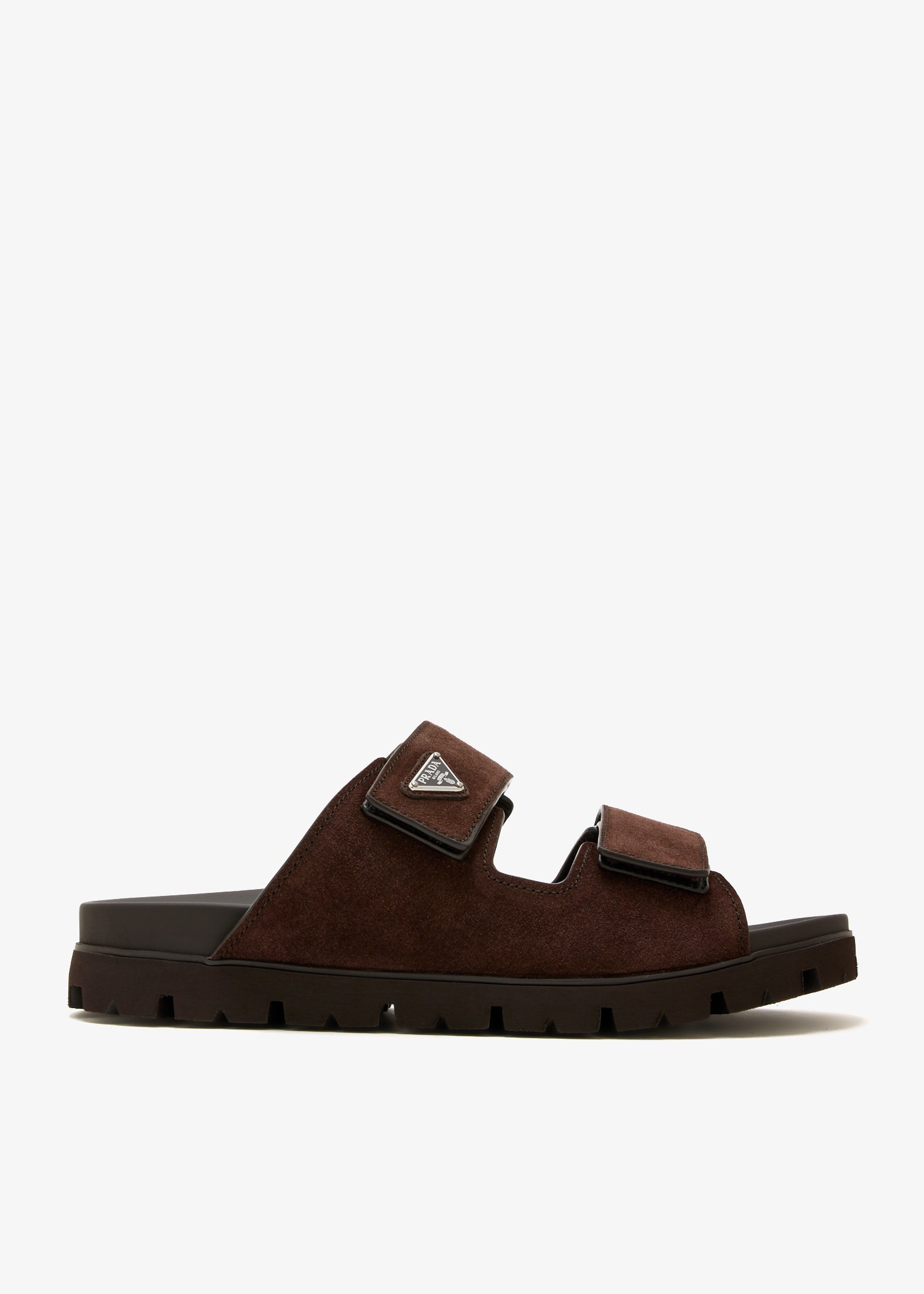 

Suede band sandals, Brown