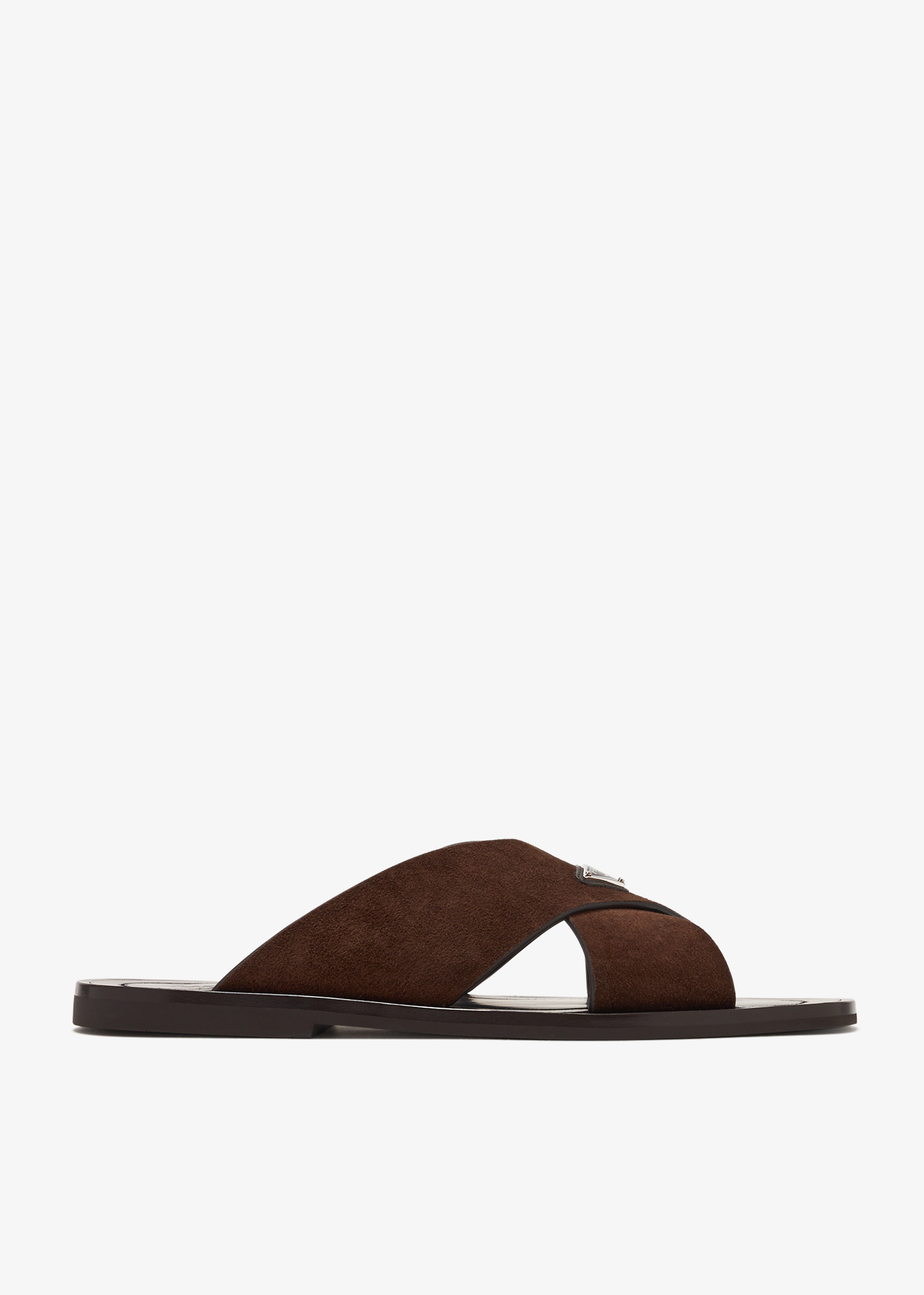 

Suede crisscross sandals, Brown