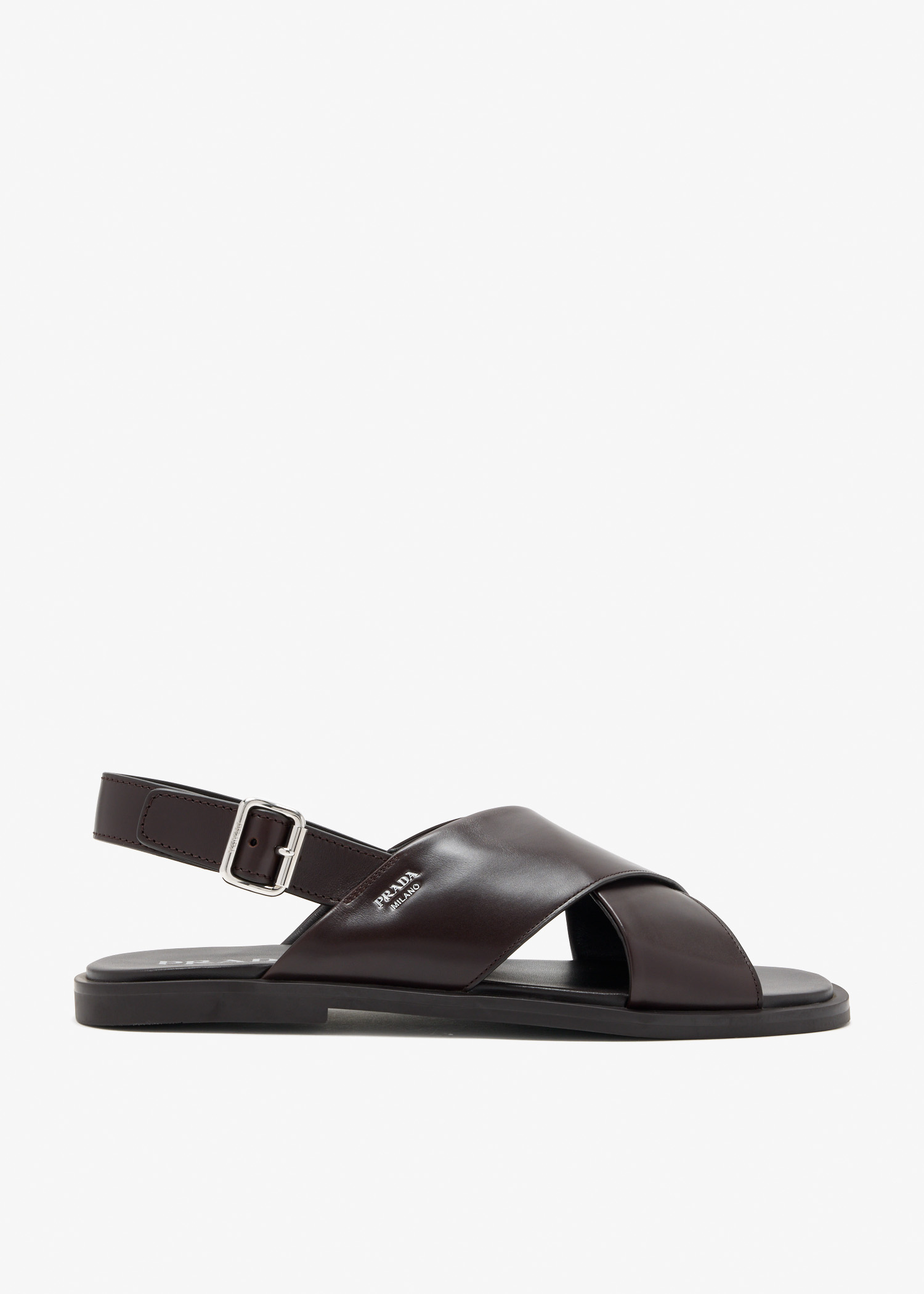 

Crisscross leather sandals, Brown